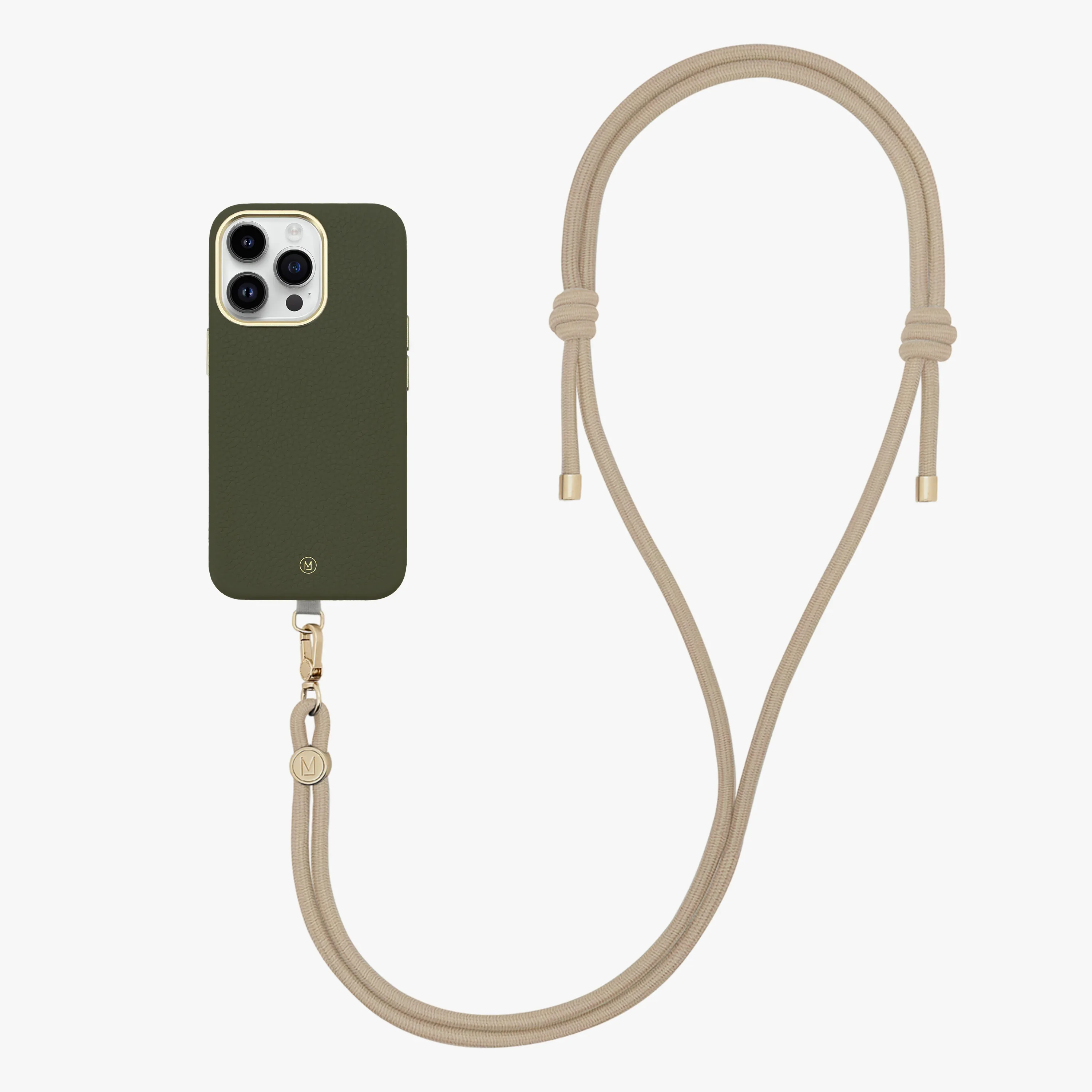 iPhone 13 Leather MagSafe Case with Crossbody Rope Strap