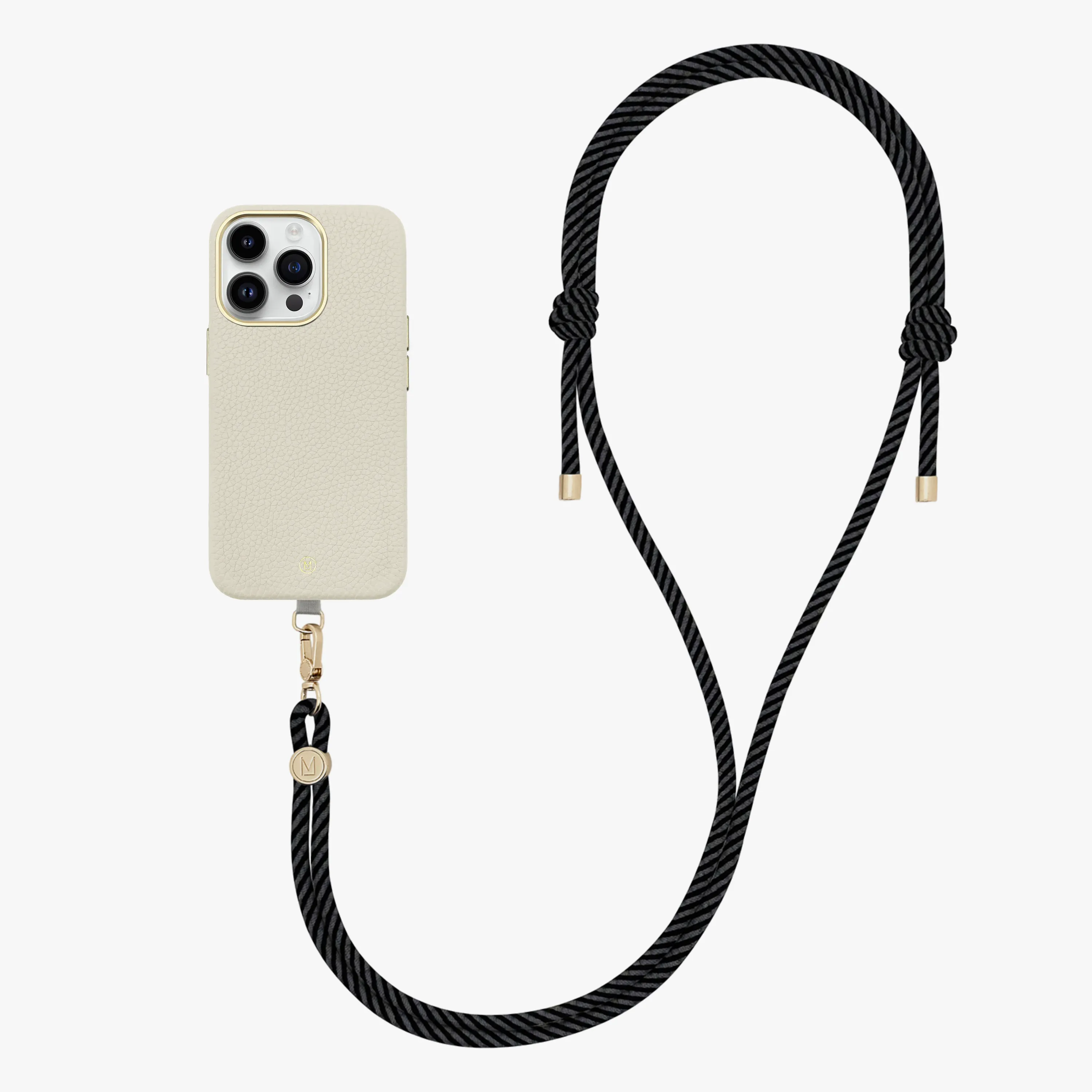 iPhone 13 Leather MagSafe Case with Crossbody Rope Strap