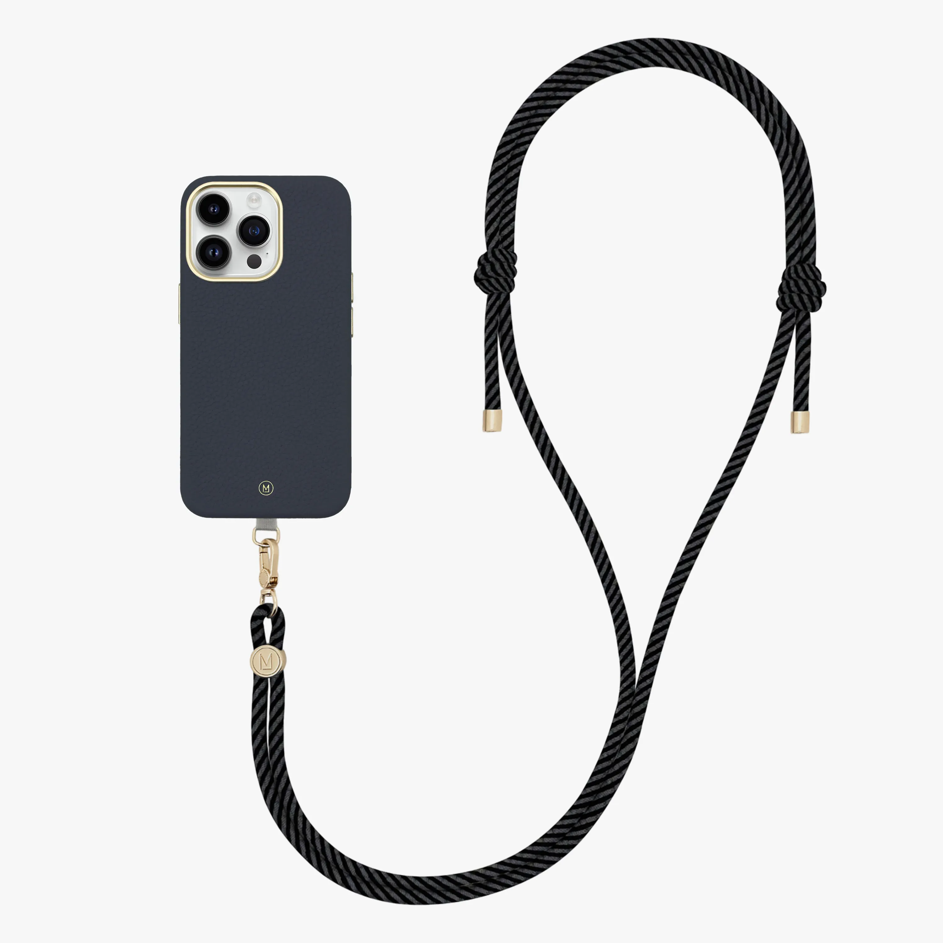 iPhone 13 Leather MagSafe Case with Crossbody Rope Strap