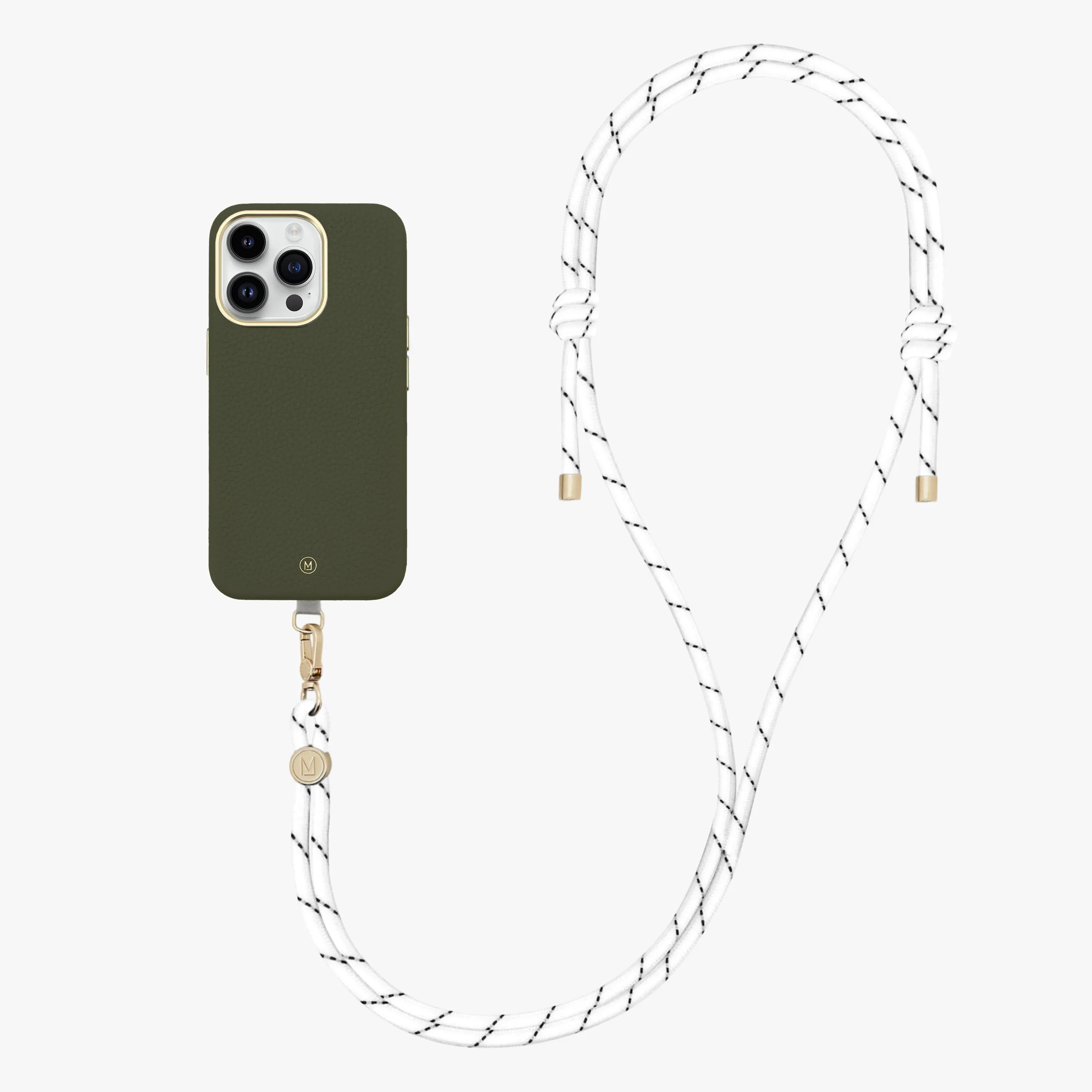 iPhone 13 Leather MagSafe Case with Crossbody Rope Strap
