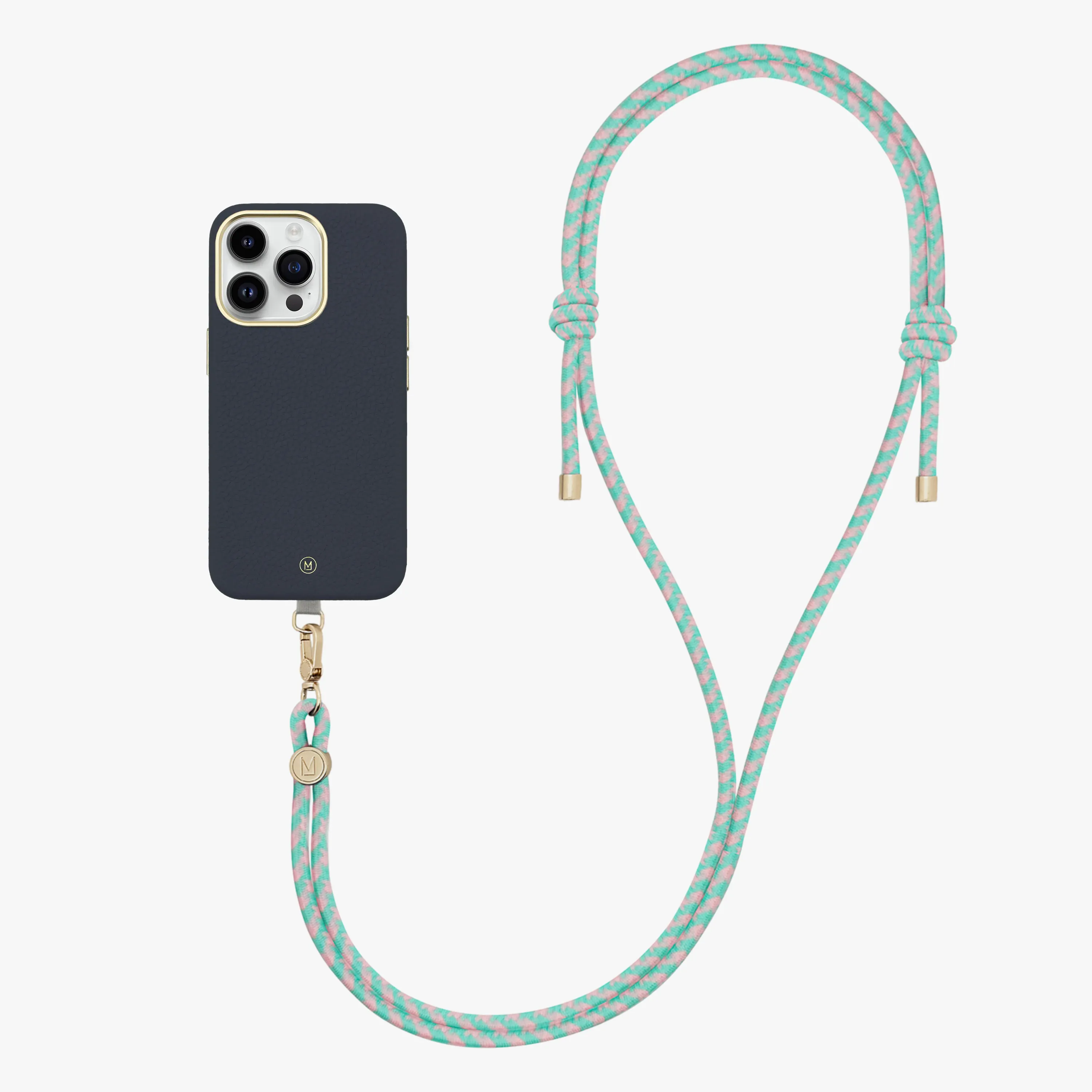iPhone 13 Leather MagSafe Case with Crossbody Rope Strap