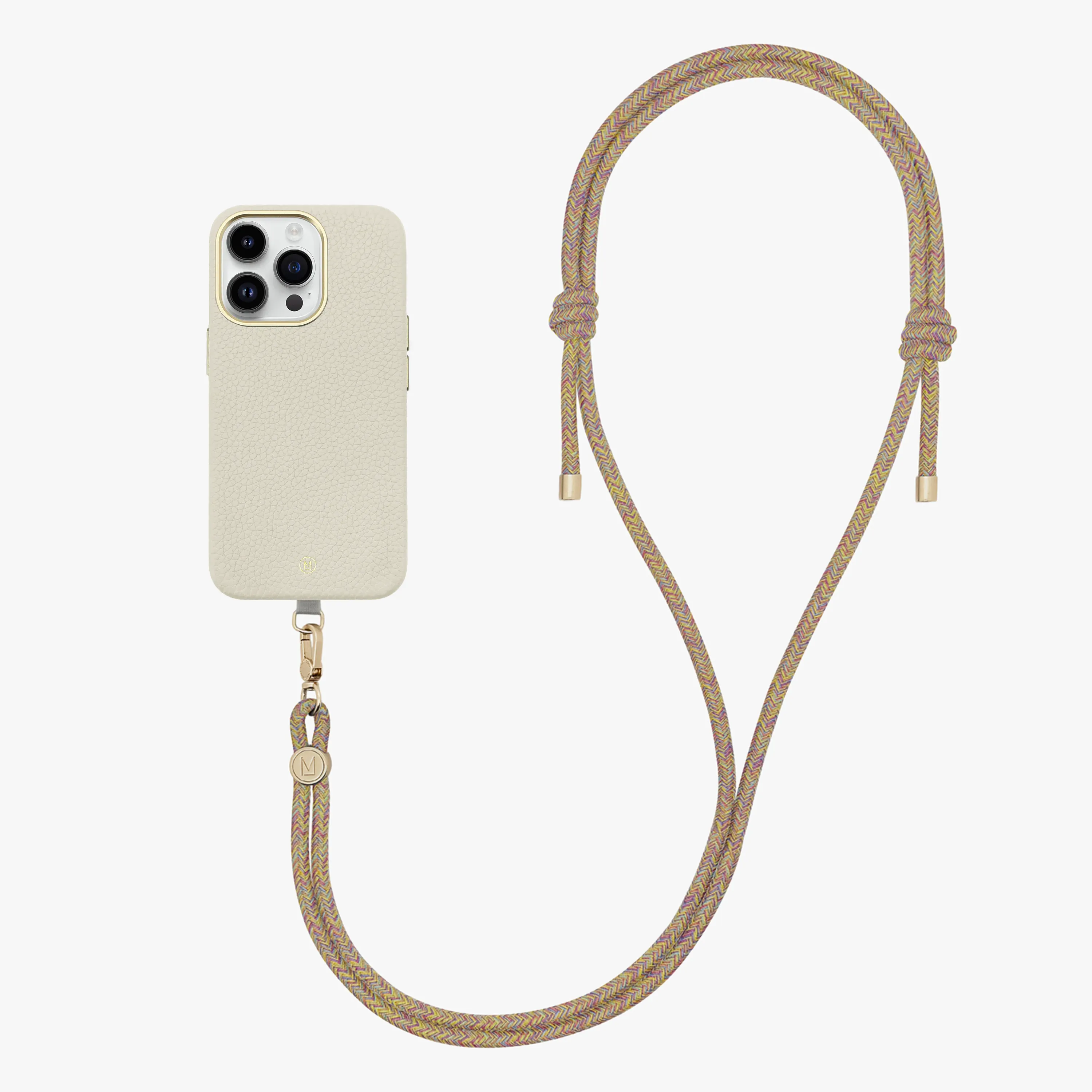 iPhone 14 Plus Leather MagSafe Case with Crossbody Rope Strap
