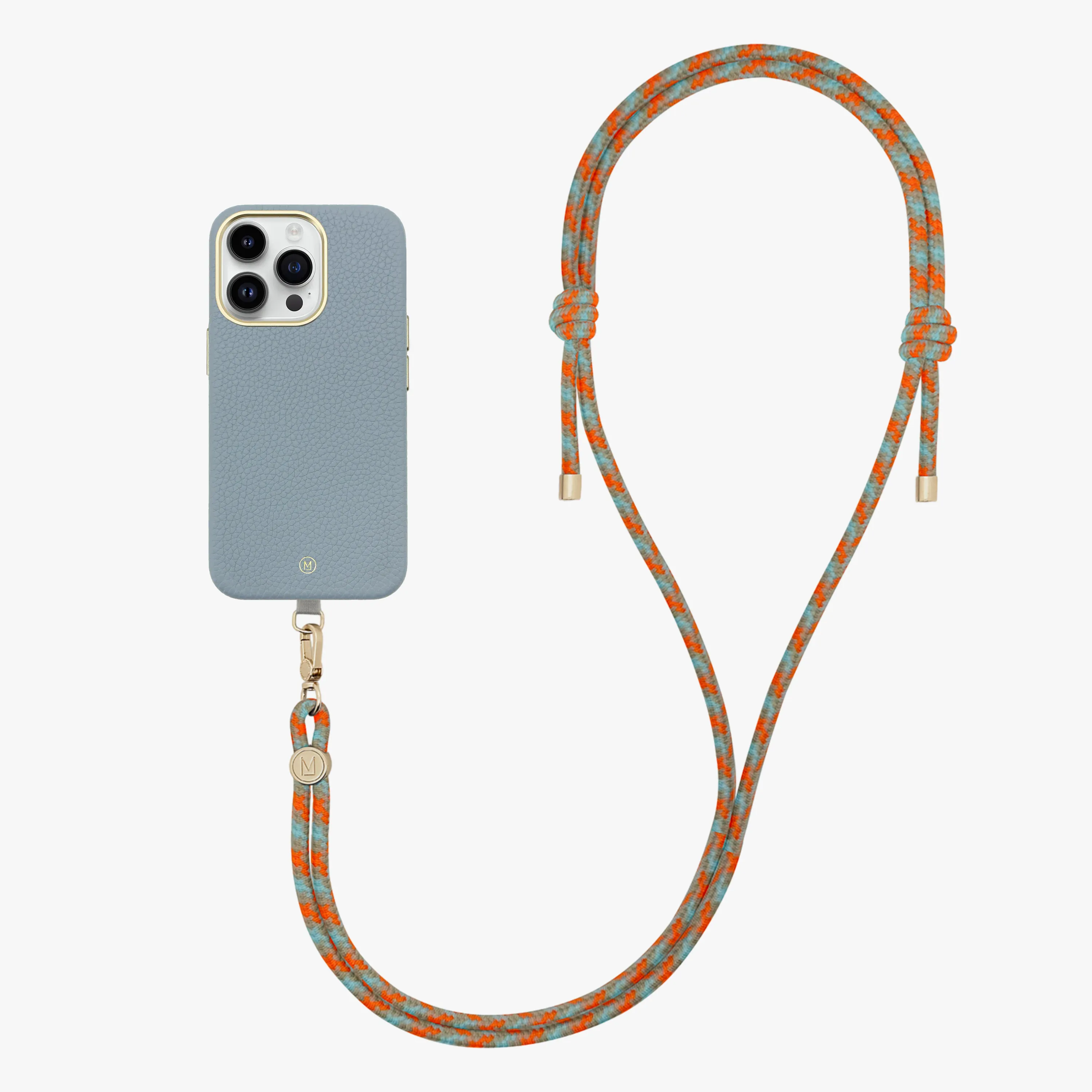 iPhone 14 Plus Leather MagSafe Case with Crossbody Rope Strap