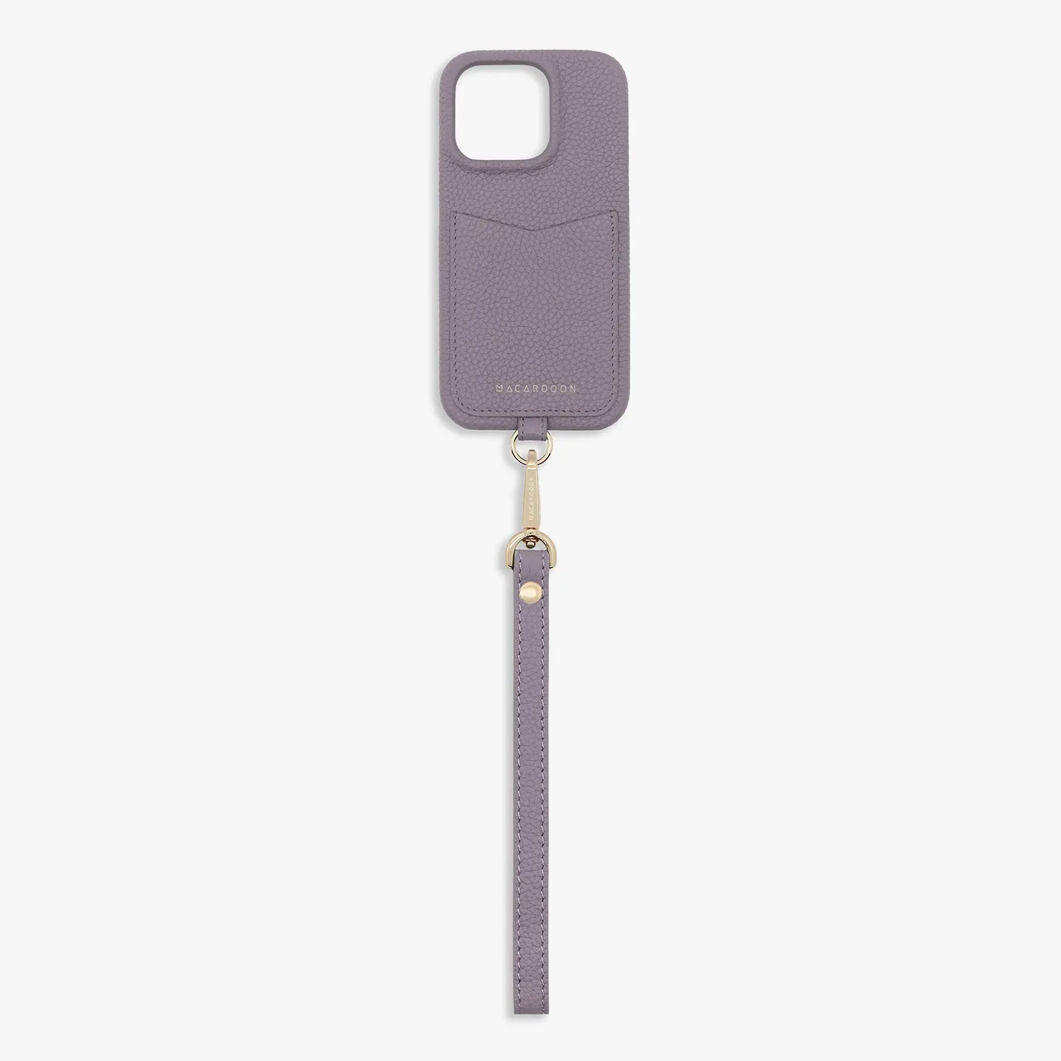 iPhone 15 Leather Sling Card Case with Wrist Leather Strap