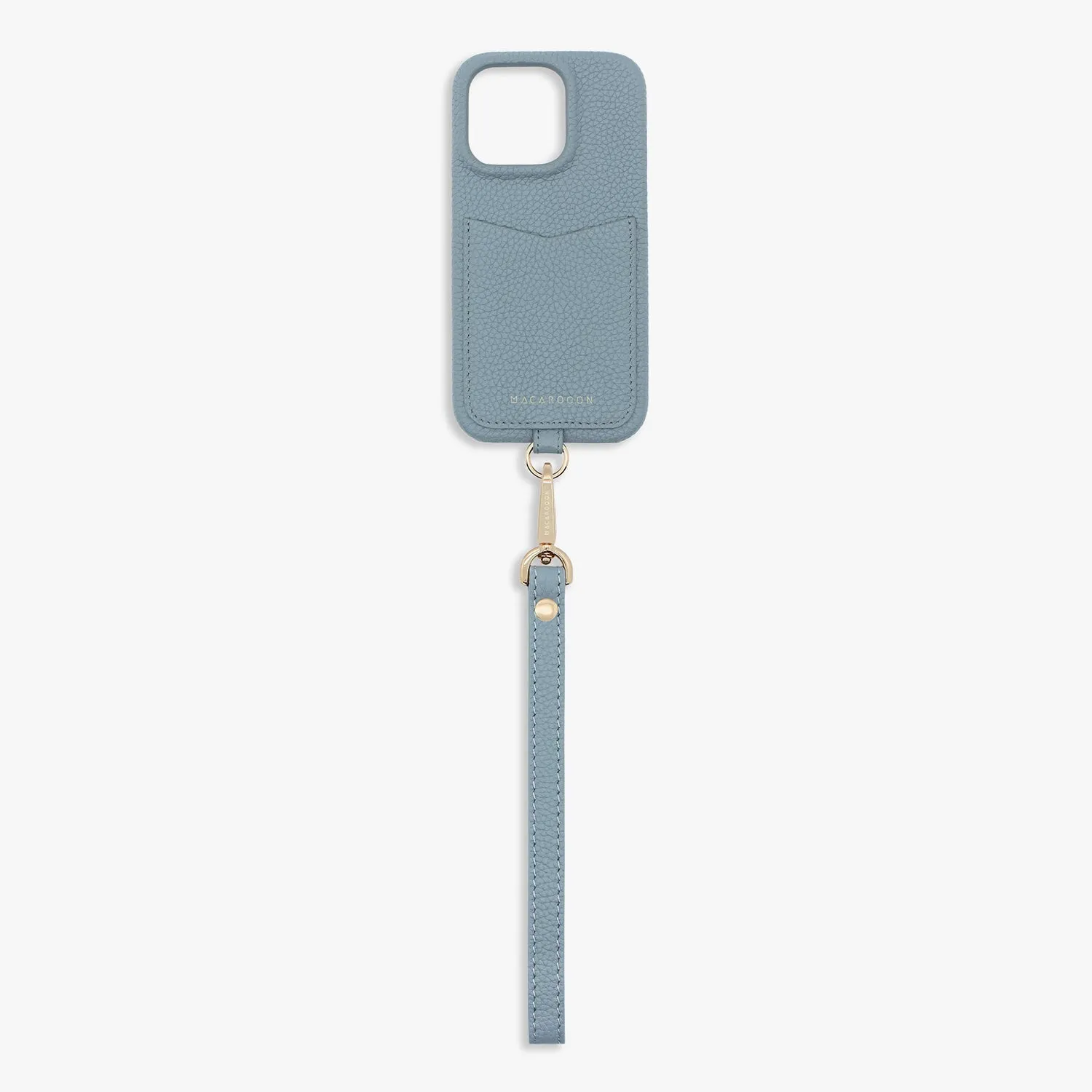 iPhone 15 Leather Sling Card Case with Wrist Leather Strap