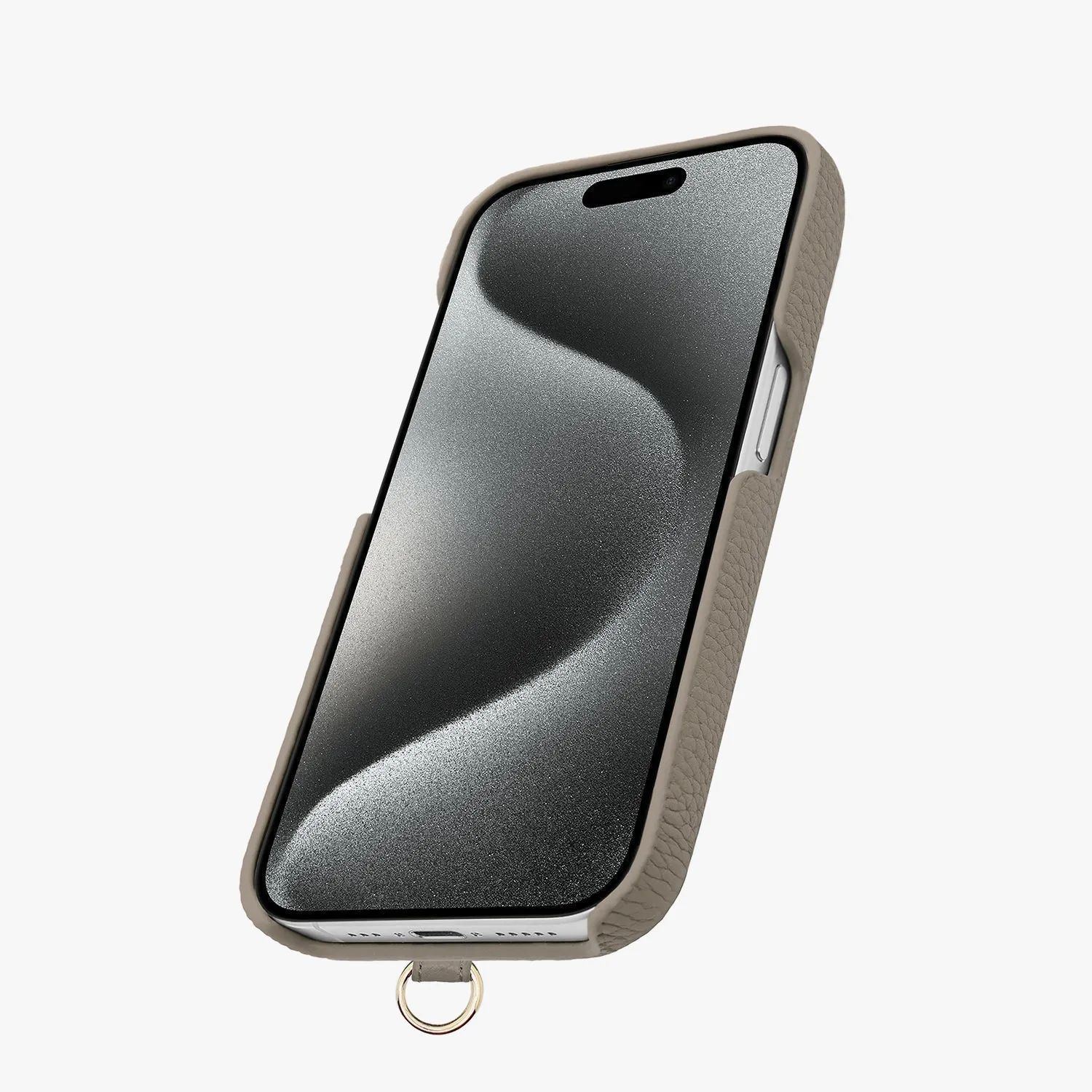 iPhone 15 Leather Sling Card Case with Wrist Leather Strap