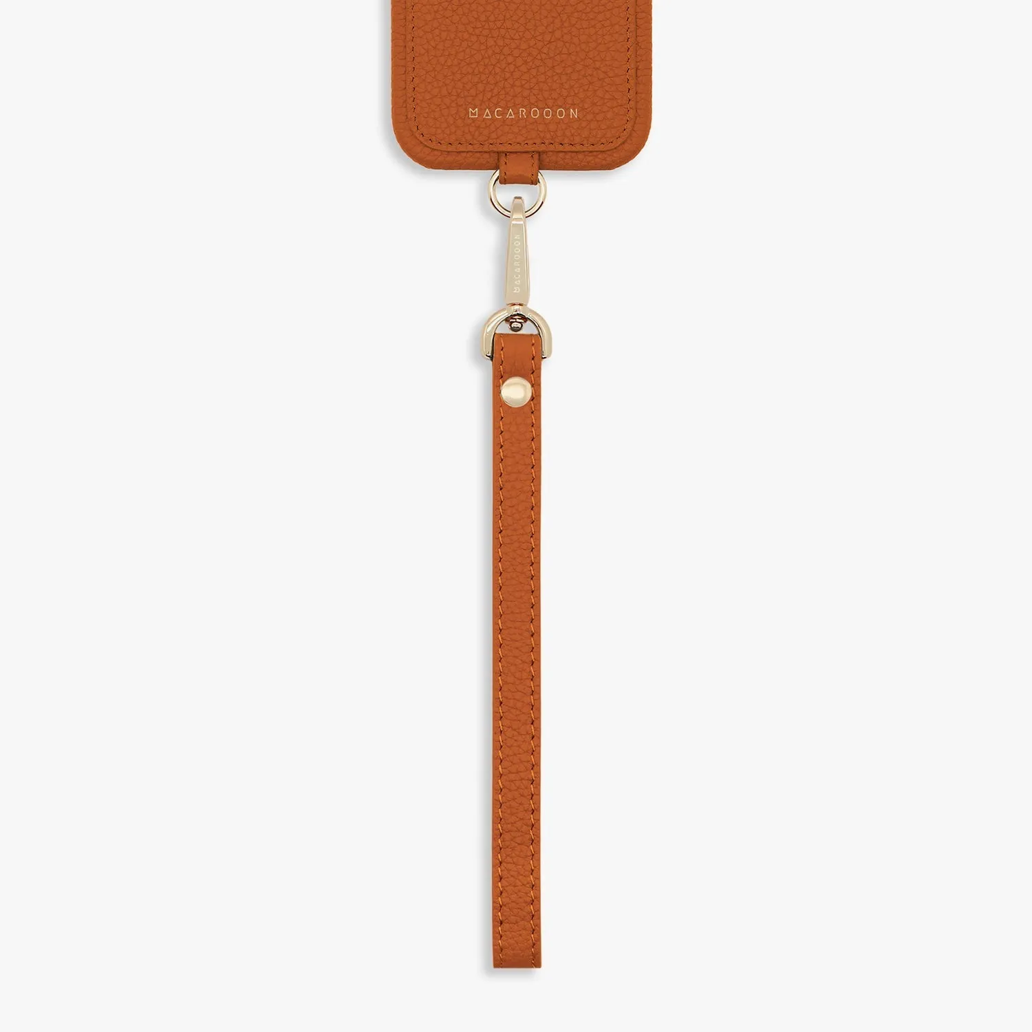 iPhone 15 Leather Sling Card Case with Wrist Leather Strap