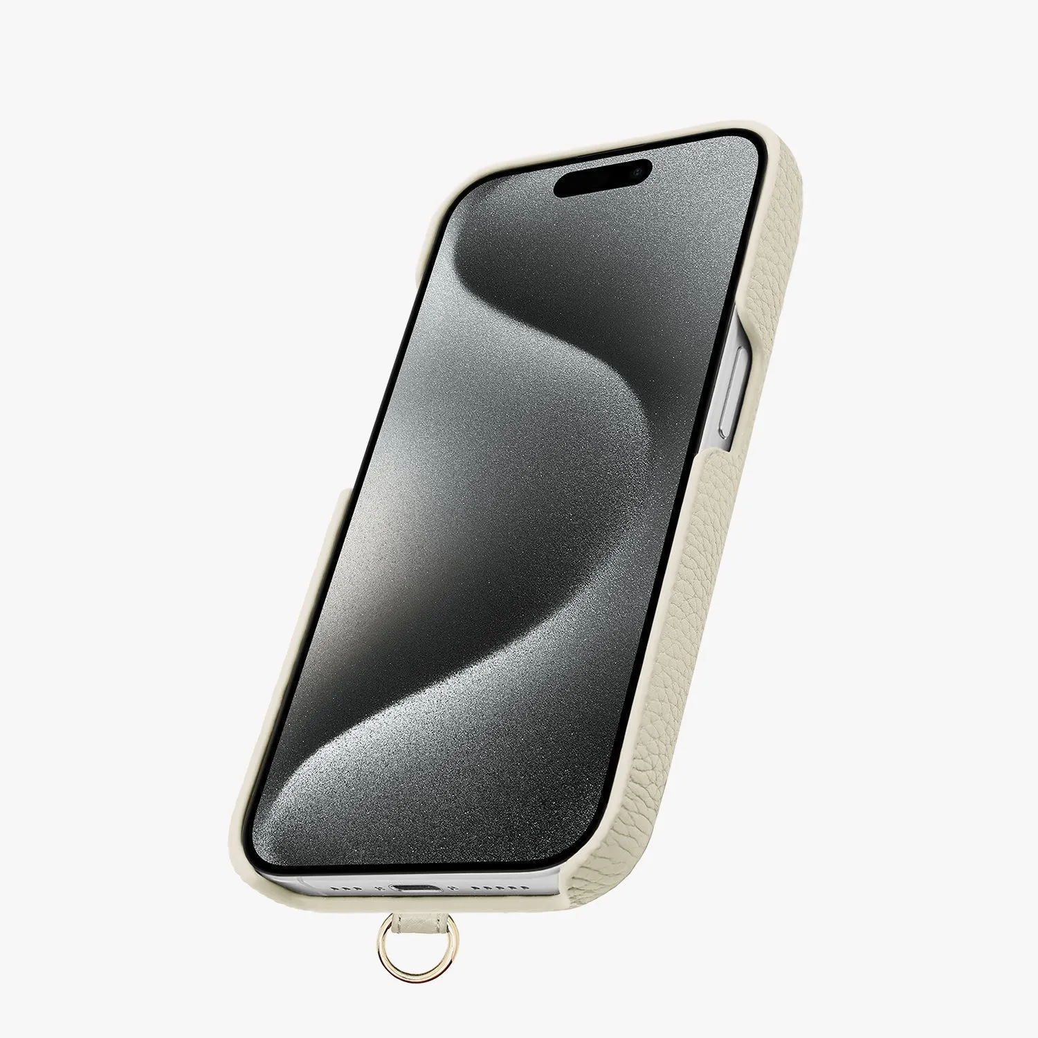 iPhone 15 Leather Sling Card Case with Wrist Leather Strap