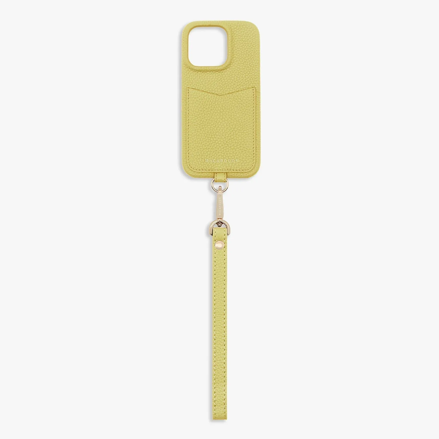 iPhone 15 Leather Sling Card Case with Wrist Leather Strap
