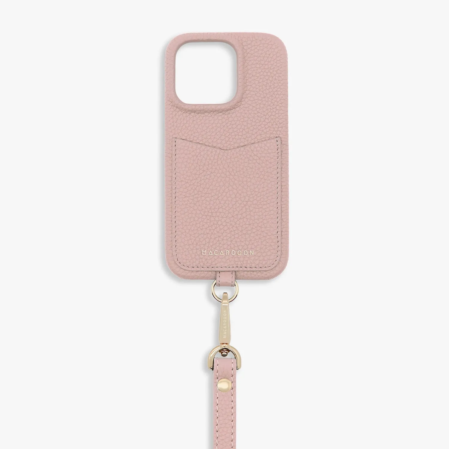 iPhone 15 Leather Sling Card Case with Wrist Leather Strap