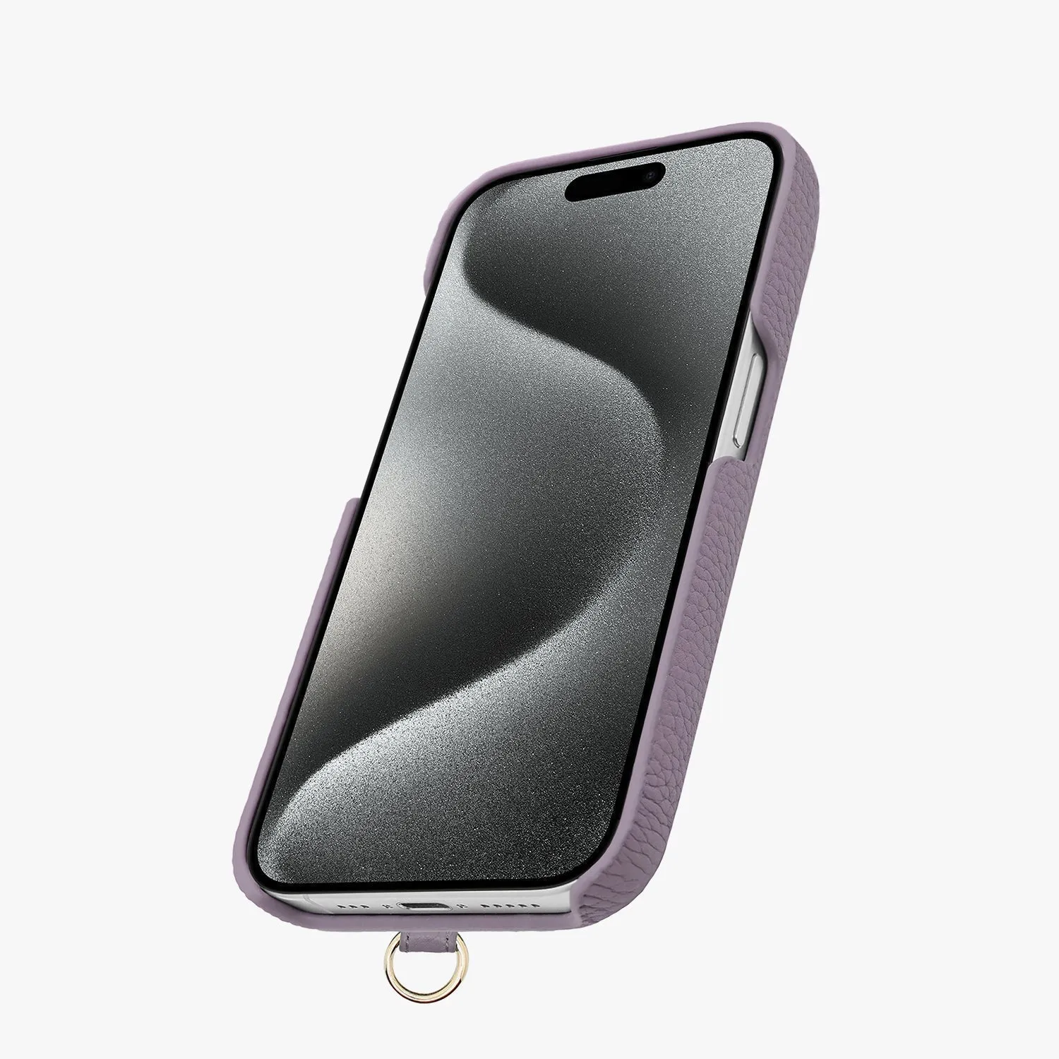 iPhone 15 Leather Sling Card Case with Wrist Leather Strap