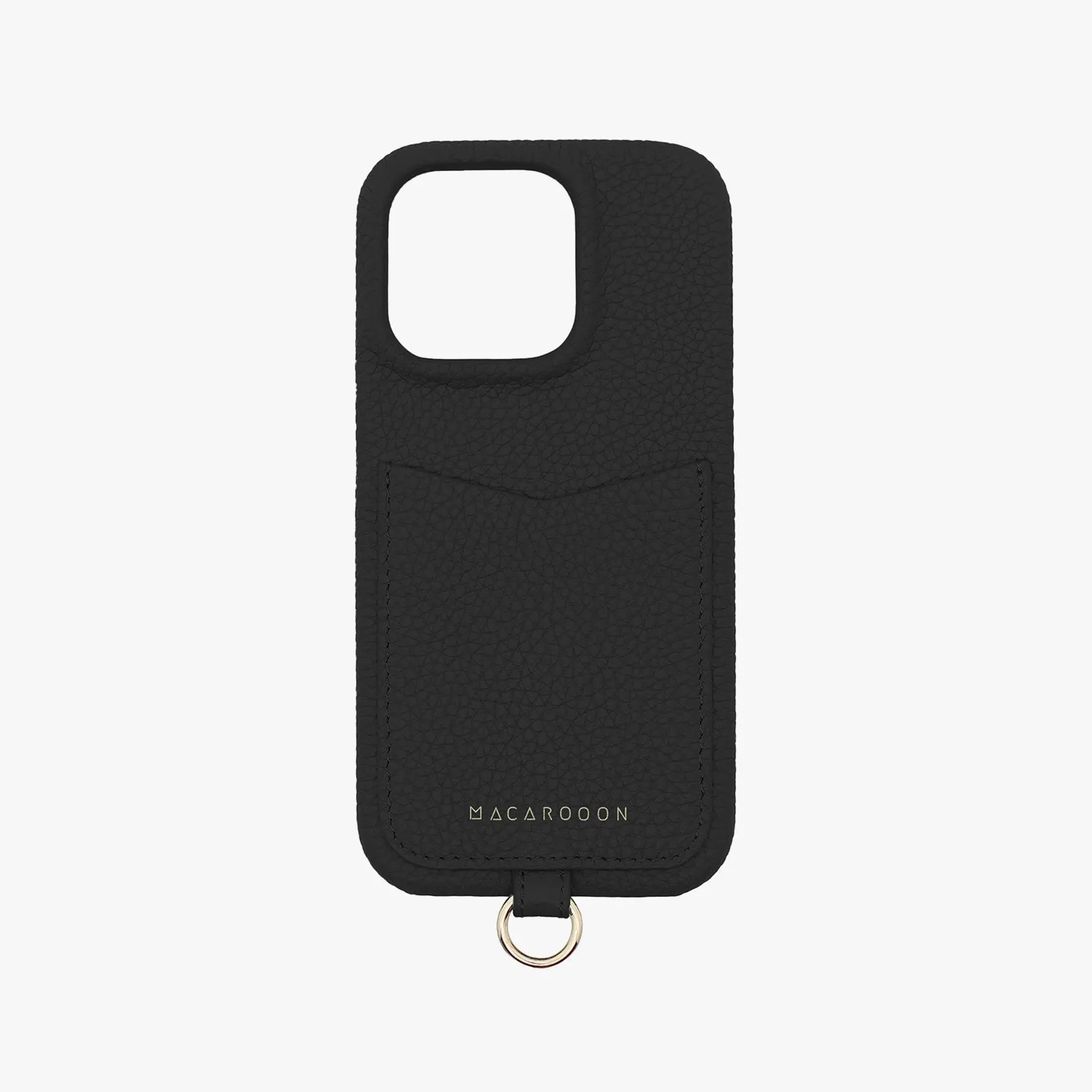 iPhone 15 Leather Sling Card Case with Wrist Leather Strap