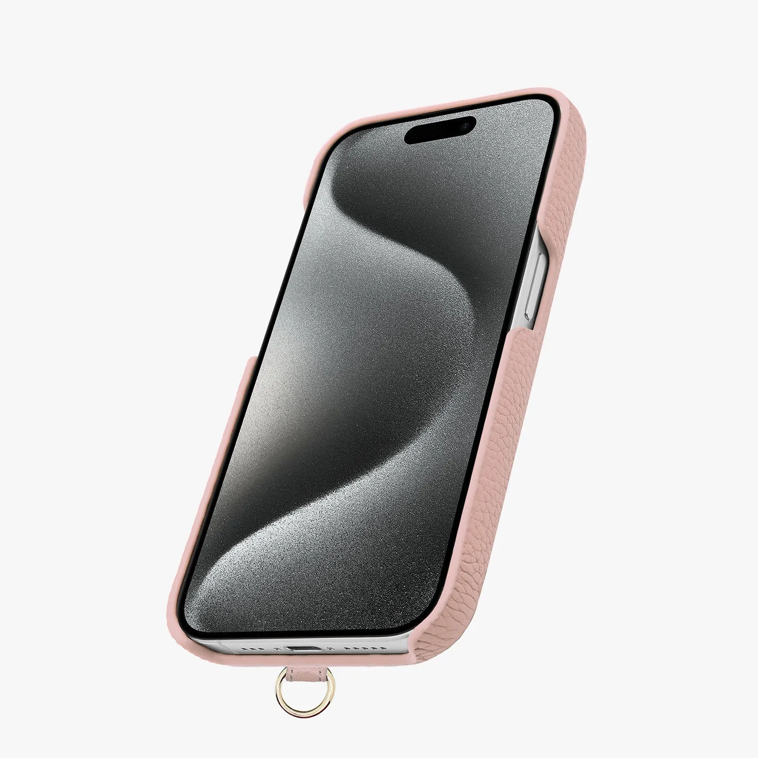 iPhone 15 Leather Sling Card Case with Wrist Leather Strap