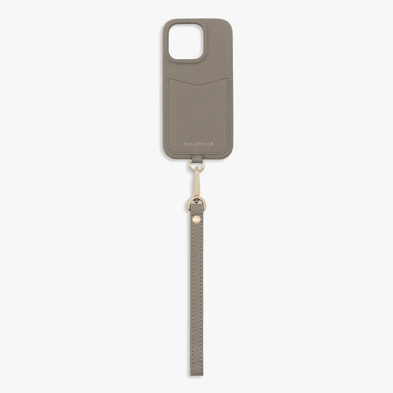 iPhone 15 Leather Sling Card Case with Wrist Leather Strap