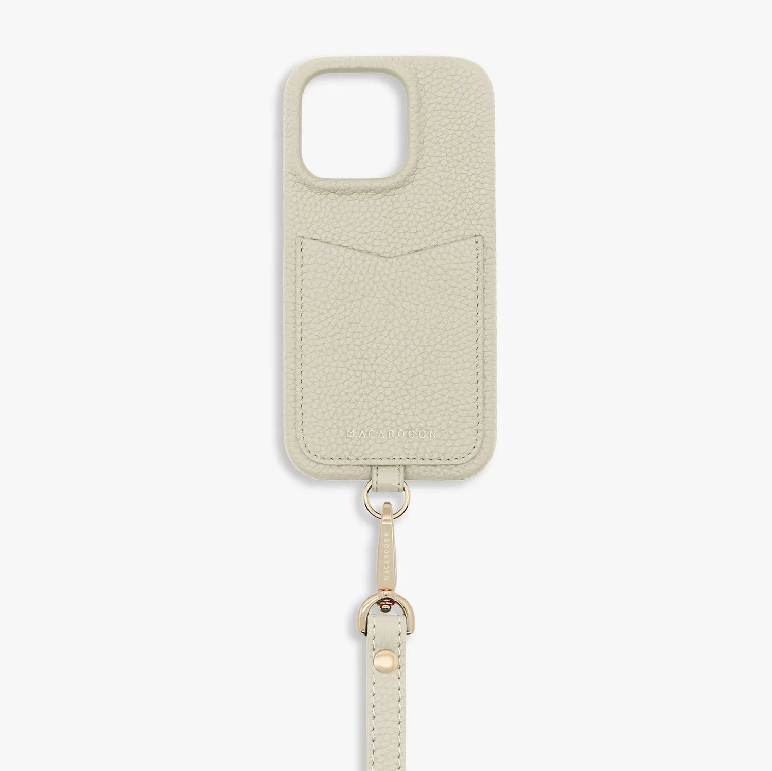 iPhone 15 Leather Sling Card Case with Wrist Leather Strap