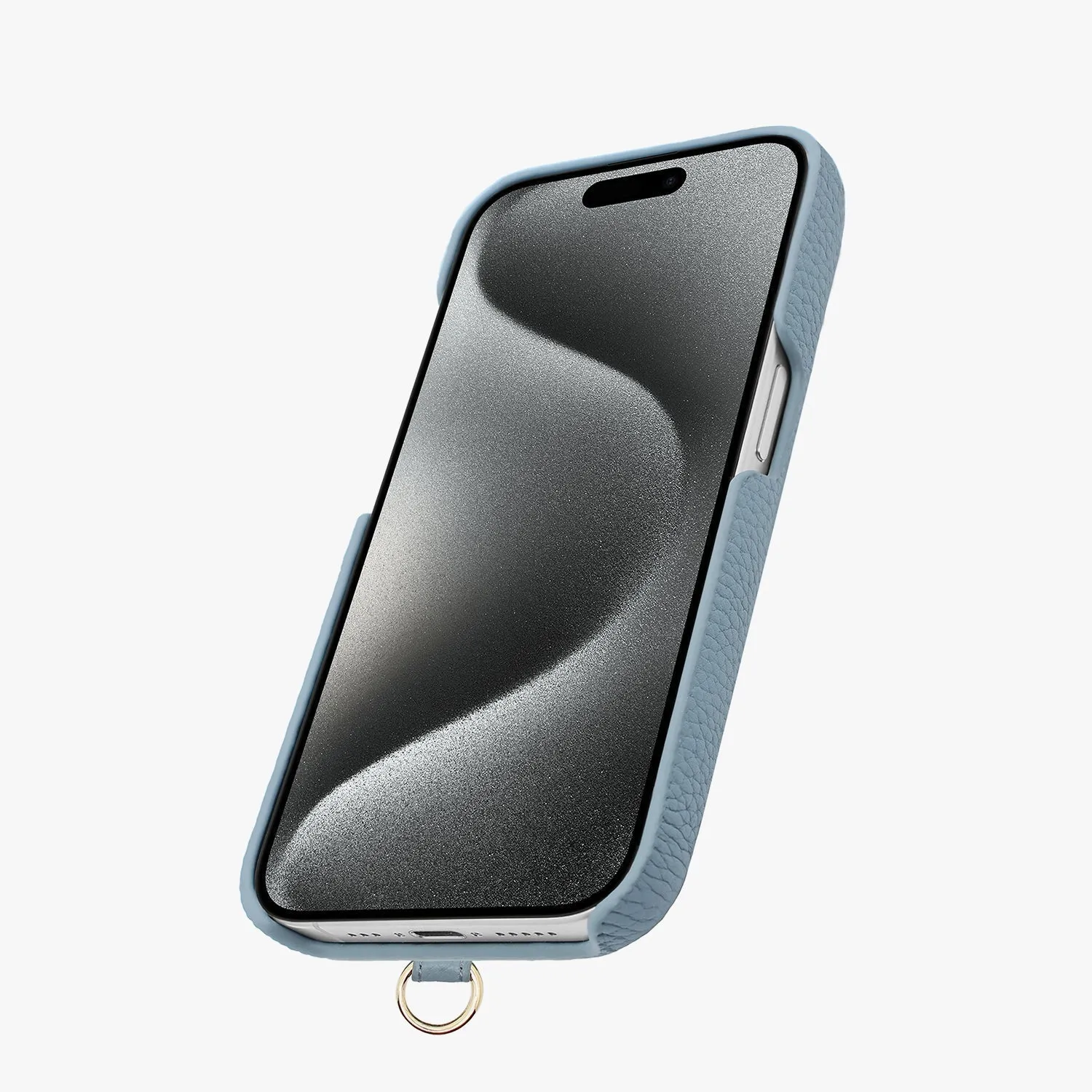 iPhone 15 Leather Sling Card Case with Wrist Leather Strap