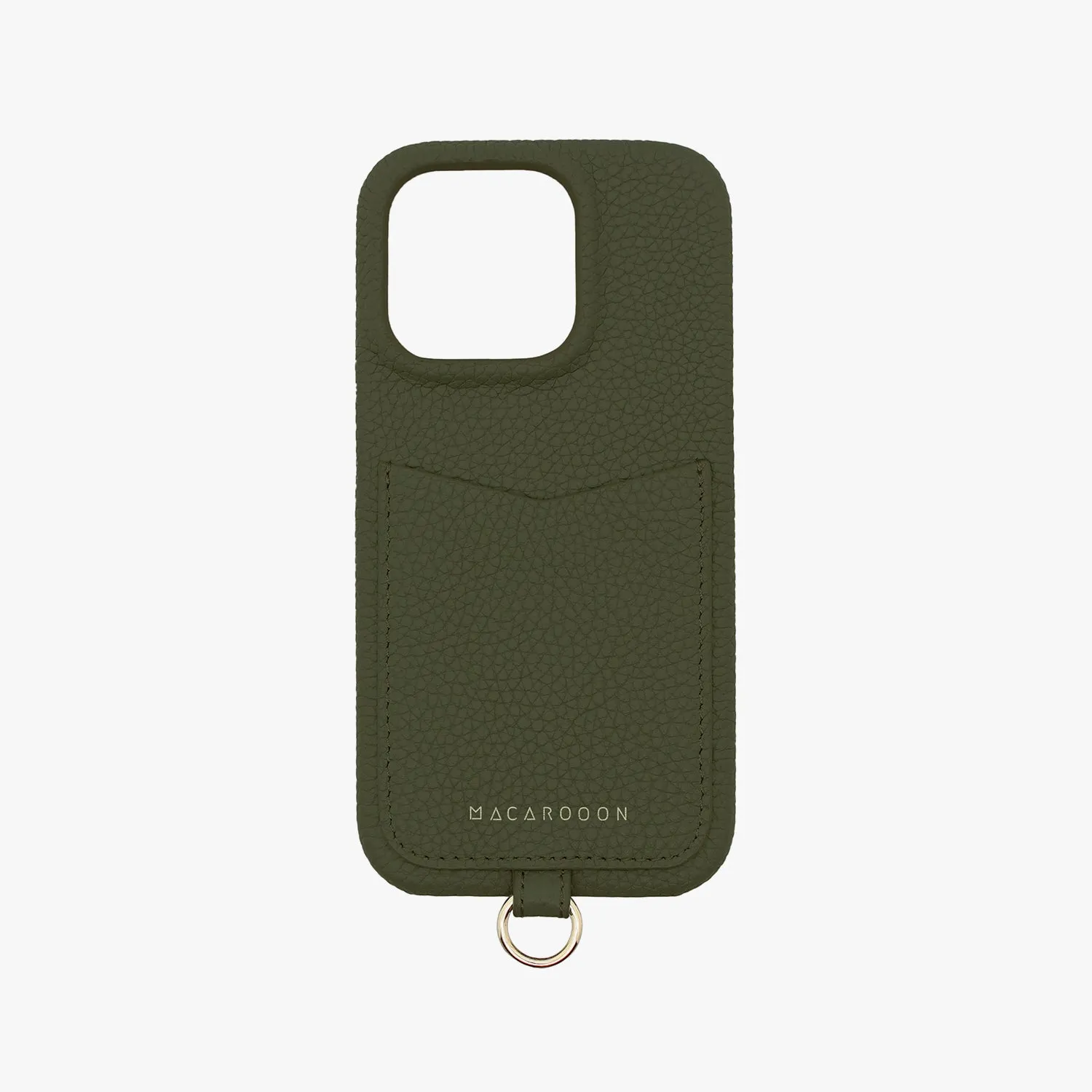 iPhone 15 Leather Sling Card Case with Wrist Leather Strap