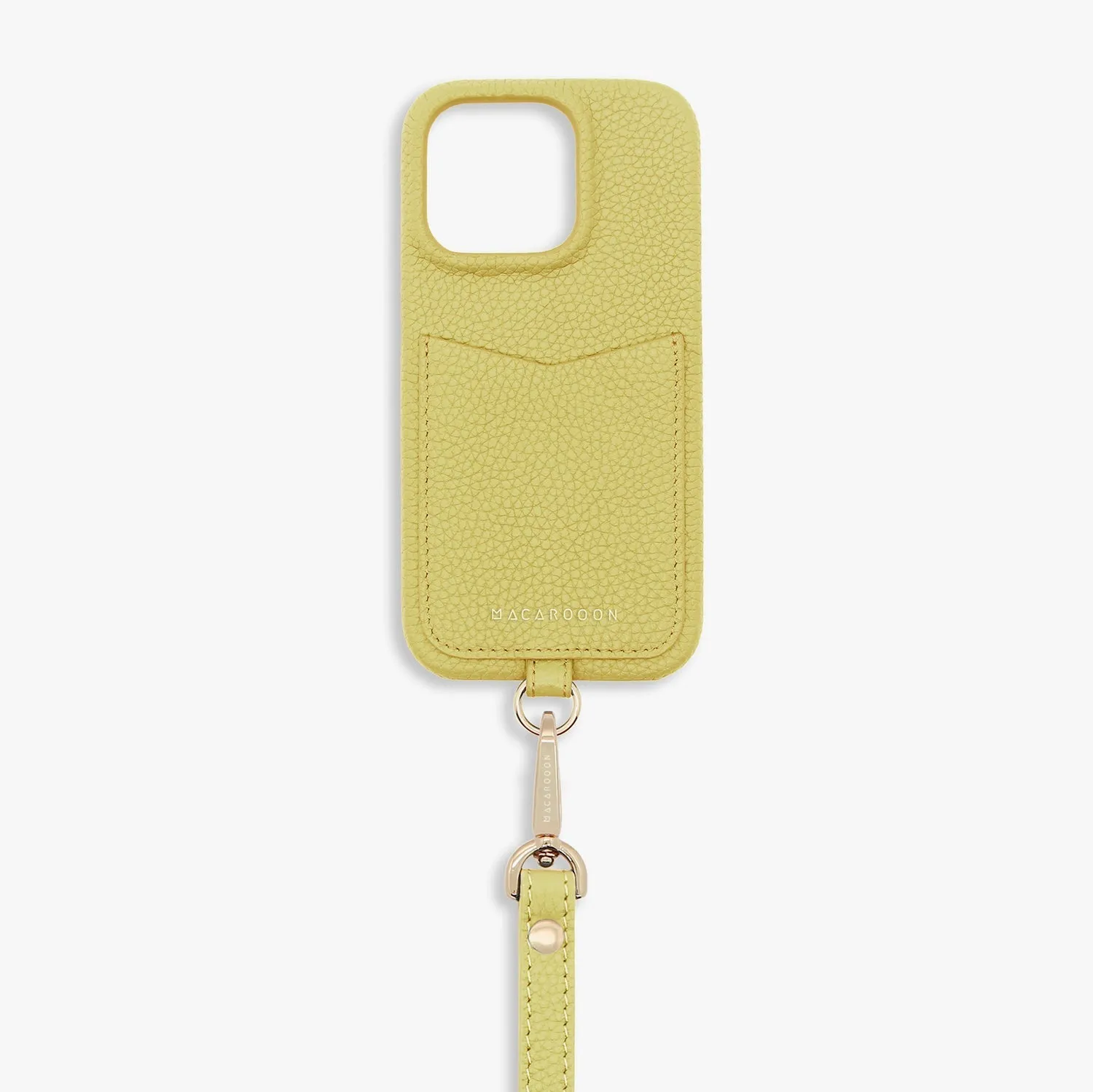 iPhone 15 Leather Sling Card Case with Wrist Leather Strap