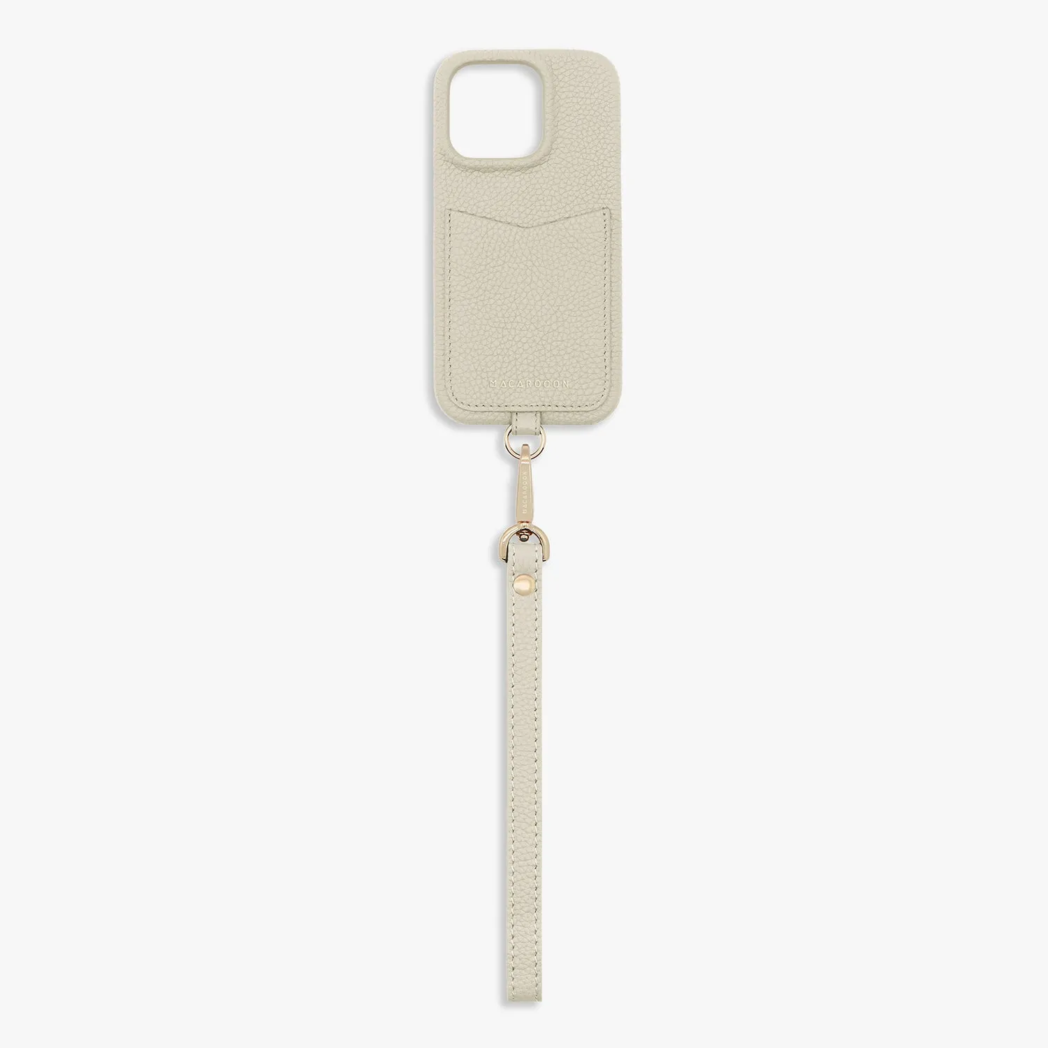 iPhone 15 Leather Sling Card Case with Wrist Leather Strap