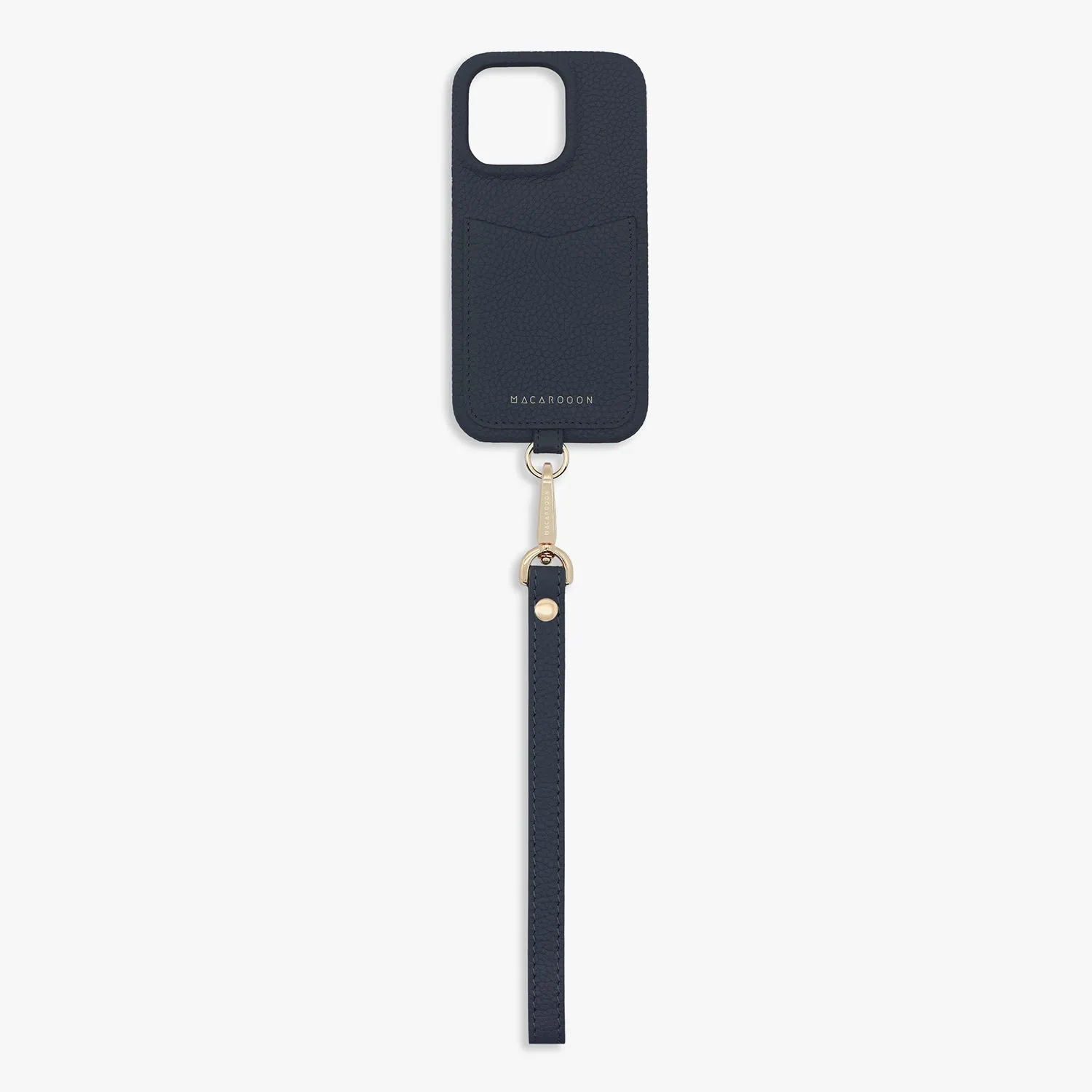 iPhone 15 Leather Sling Card Case with Wrist Leather Strap