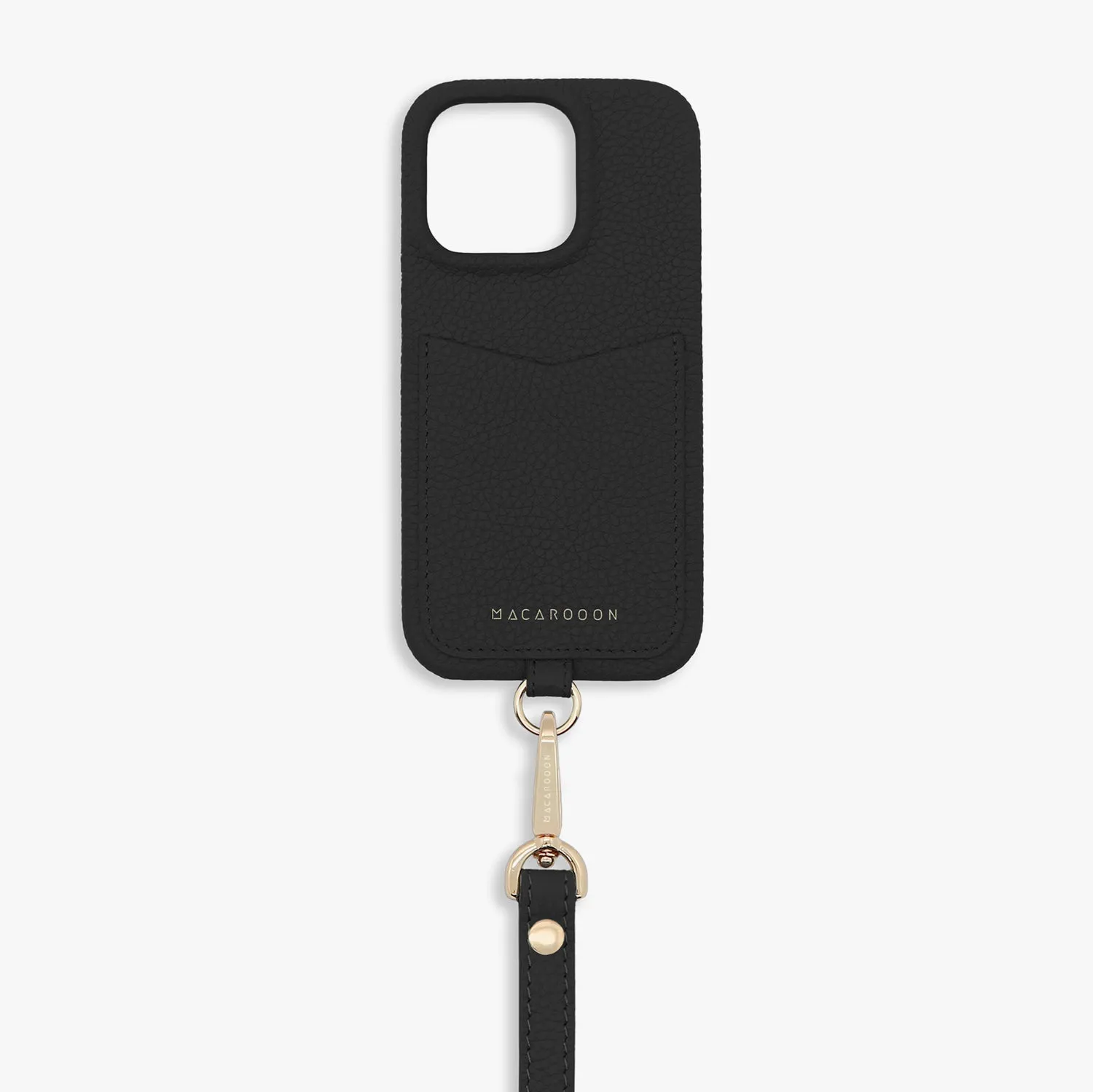 iPhone 15 Leather Sling Card Case with Wrist Leather Strap