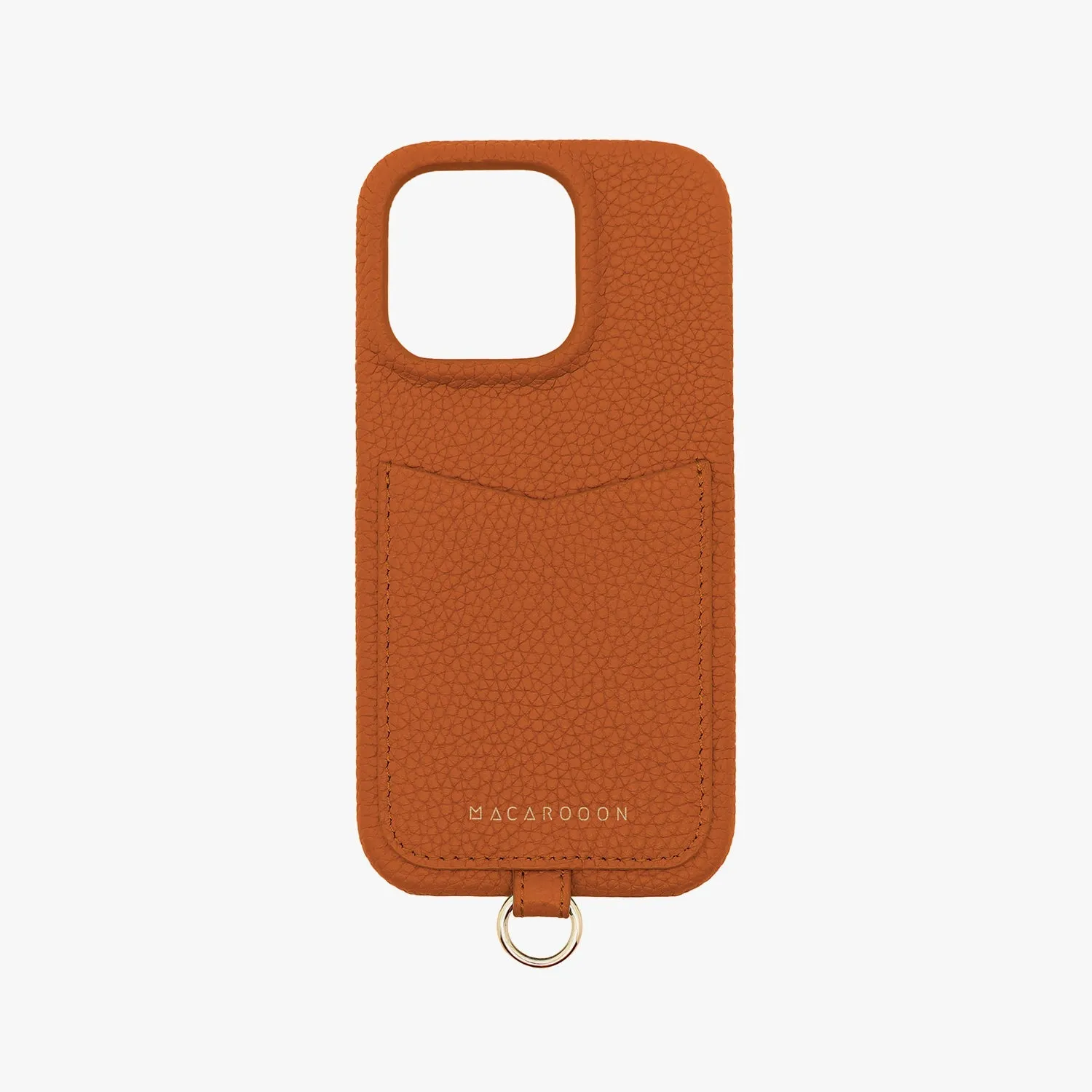iPhone 15 Leather Sling Card Case with Wrist Leather Strap