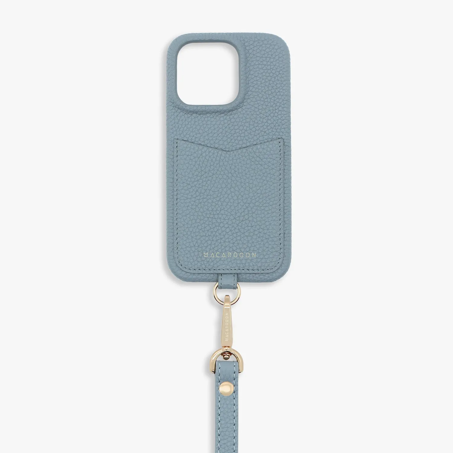 iPhone 15 Leather Sling Card Case with Wrist Leather Strap