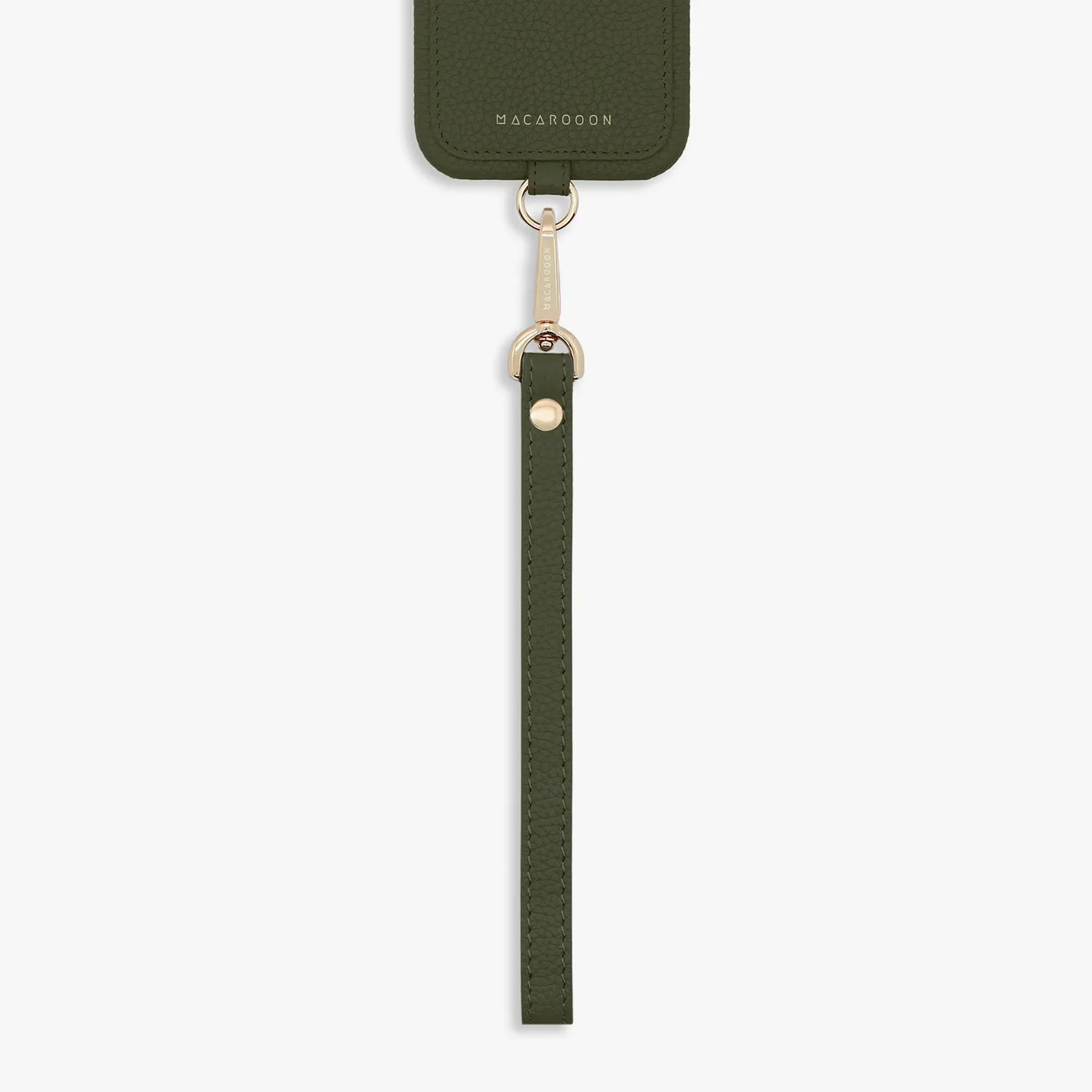 iPhone 15 Leather Sling Card Case with Wrist Leather Strap
