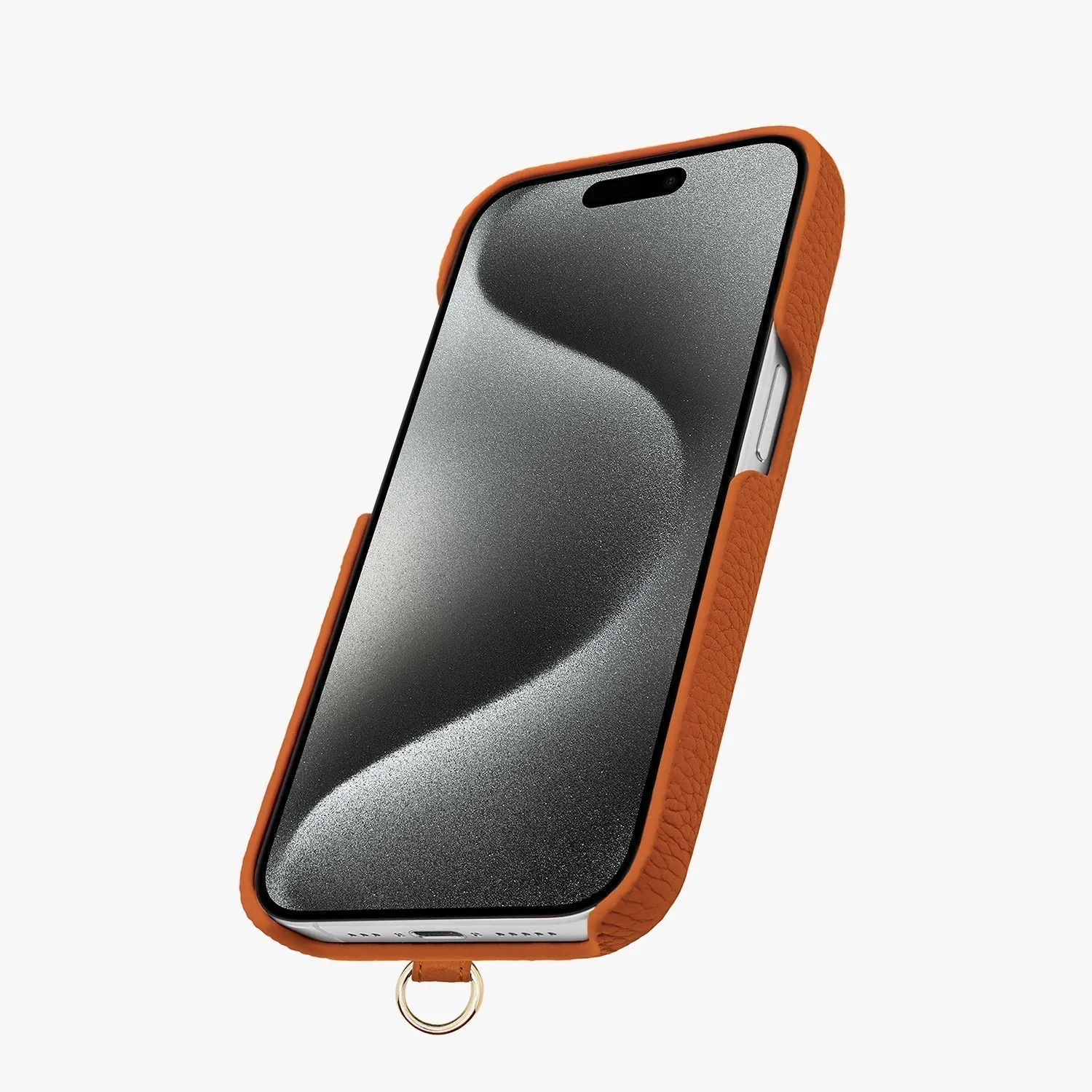 iPhone 15 Leather Sling Card Case with Wrist Leather Strap