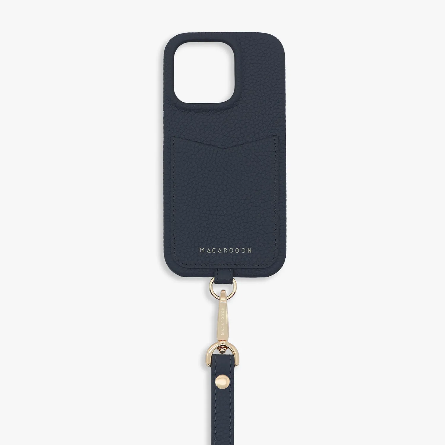 iPhone 15 Leather Sling Card Case with Wrist Leather Strap