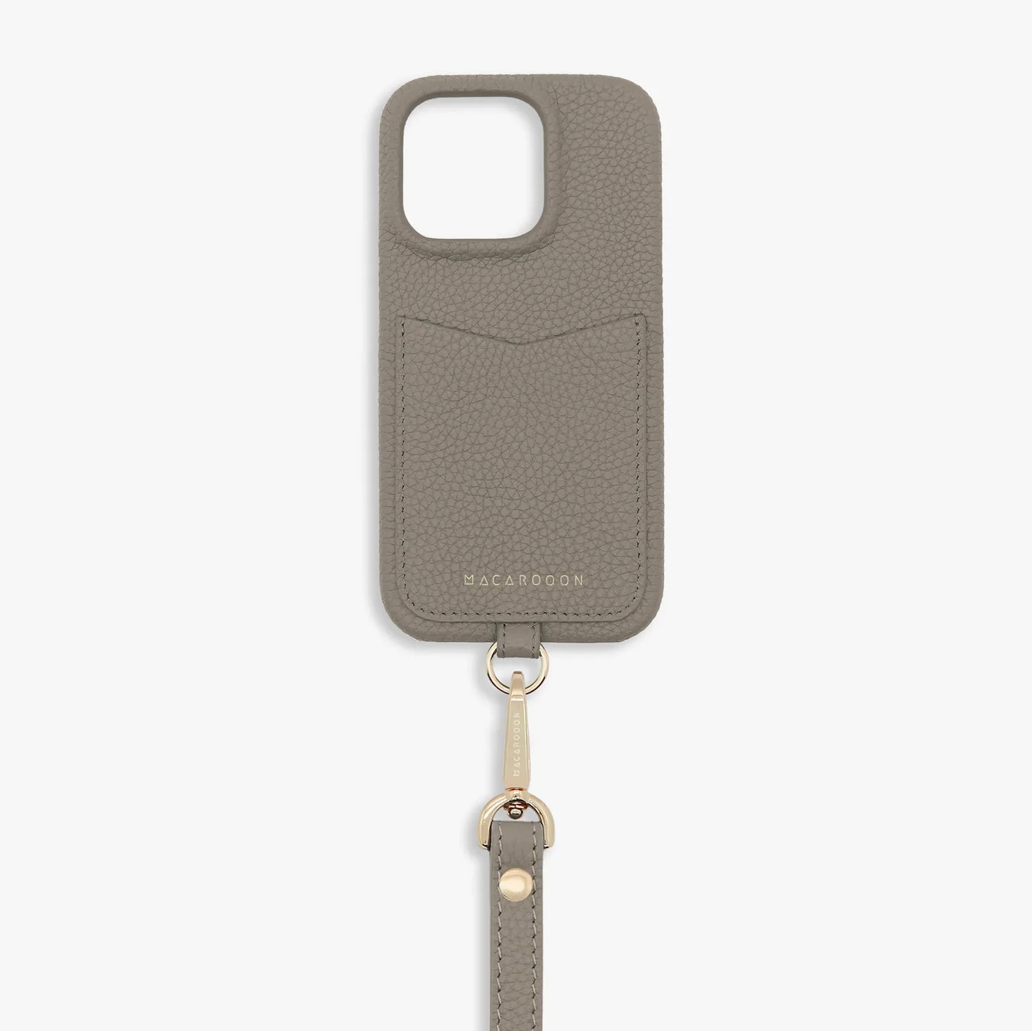 iPhone 15 Leather Sling Card Case with Wrist Leather Strap