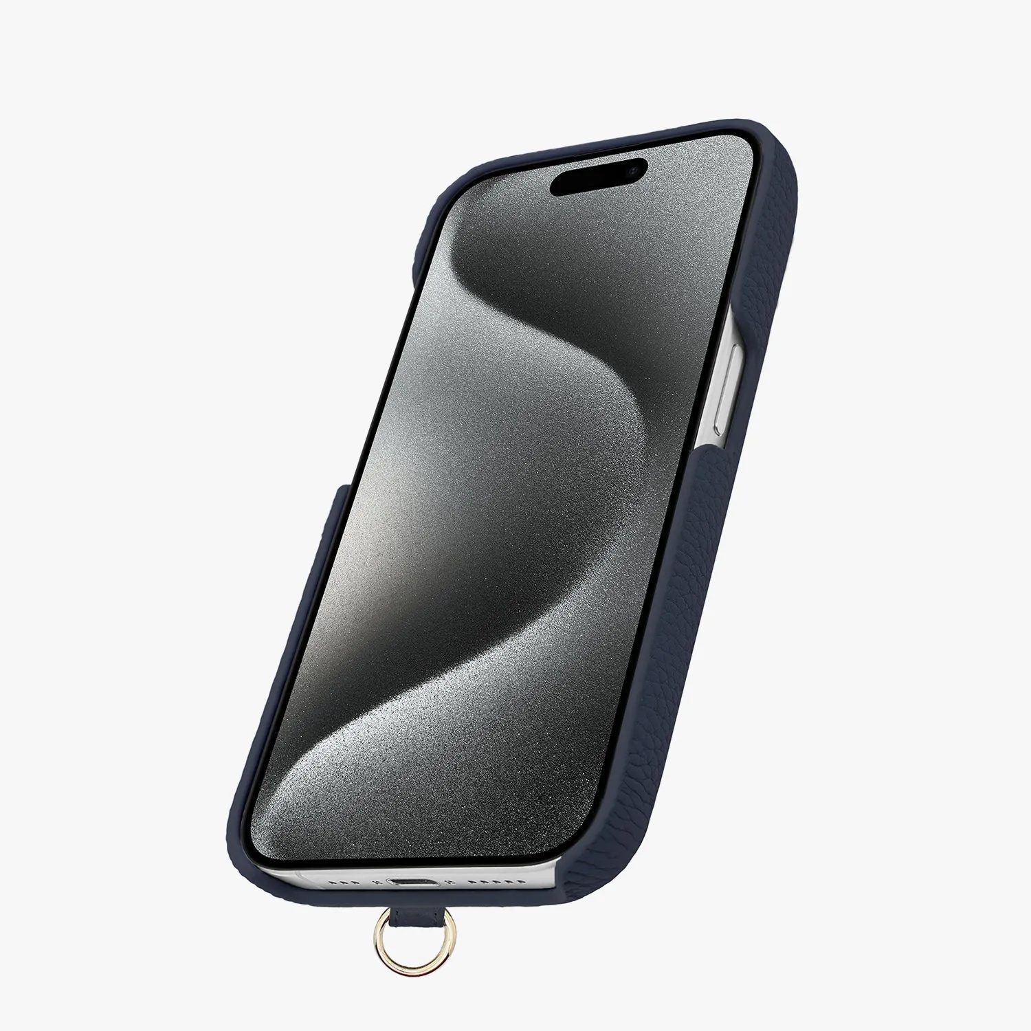 iPhone 15 Leather Sling Card Case with Wrist Leather Strap