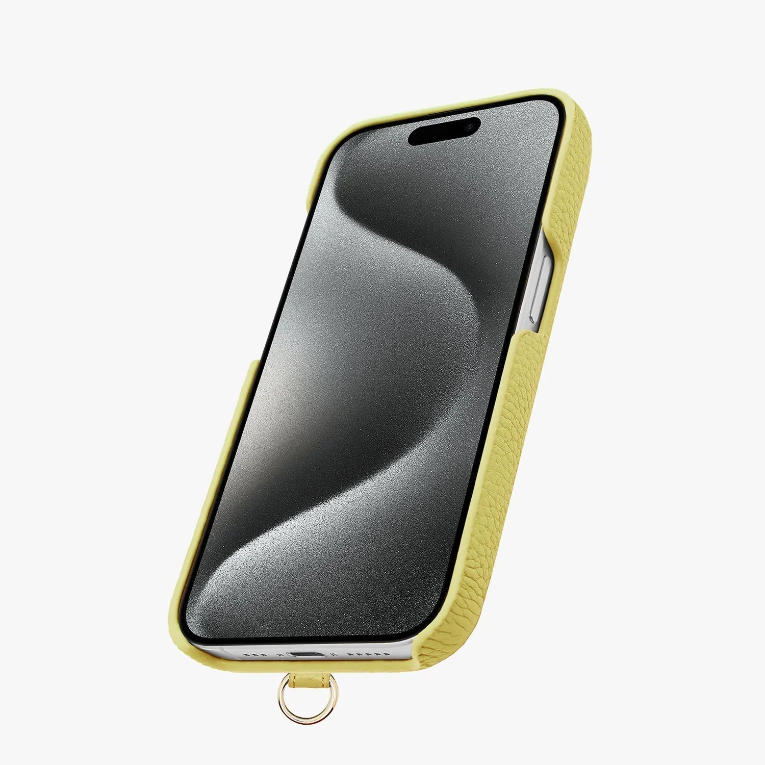 iPhone 15 Leather Sling Card Case with Wrist Leather Strap