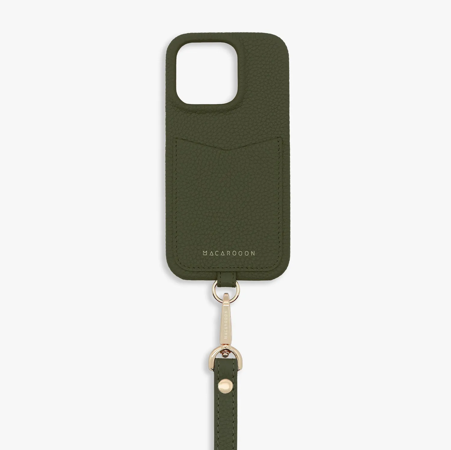 iPhone 15 Leather Sling Card Case with Wrist Leather Strap