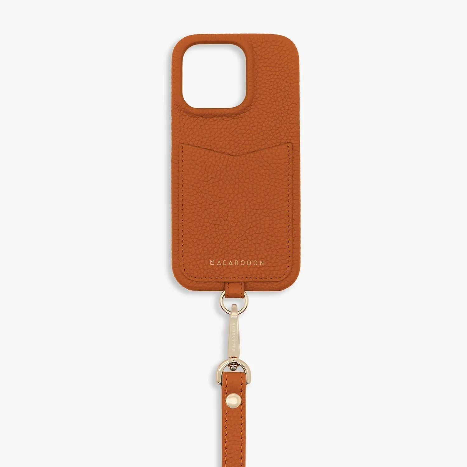 iPhone 15 Leather Sling Card Case with Wrist Leather Strap