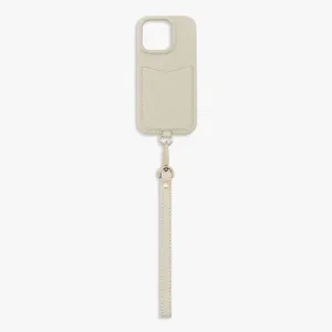 iPhone 15 Leather Sling Card Case with Wrist Leather Strap