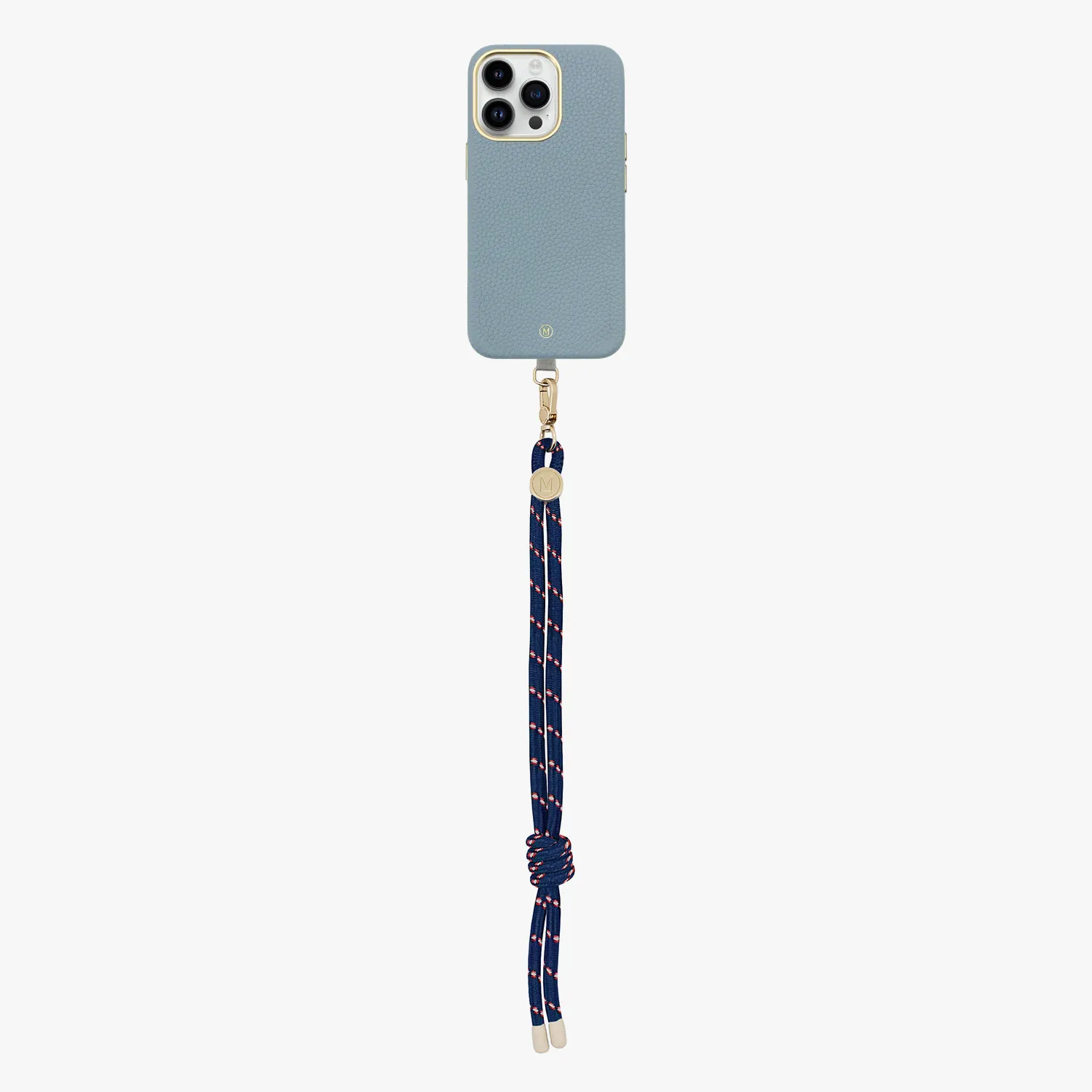 iPhone 15 Plus Leather MagSafe Case with Wrist Rope Strap