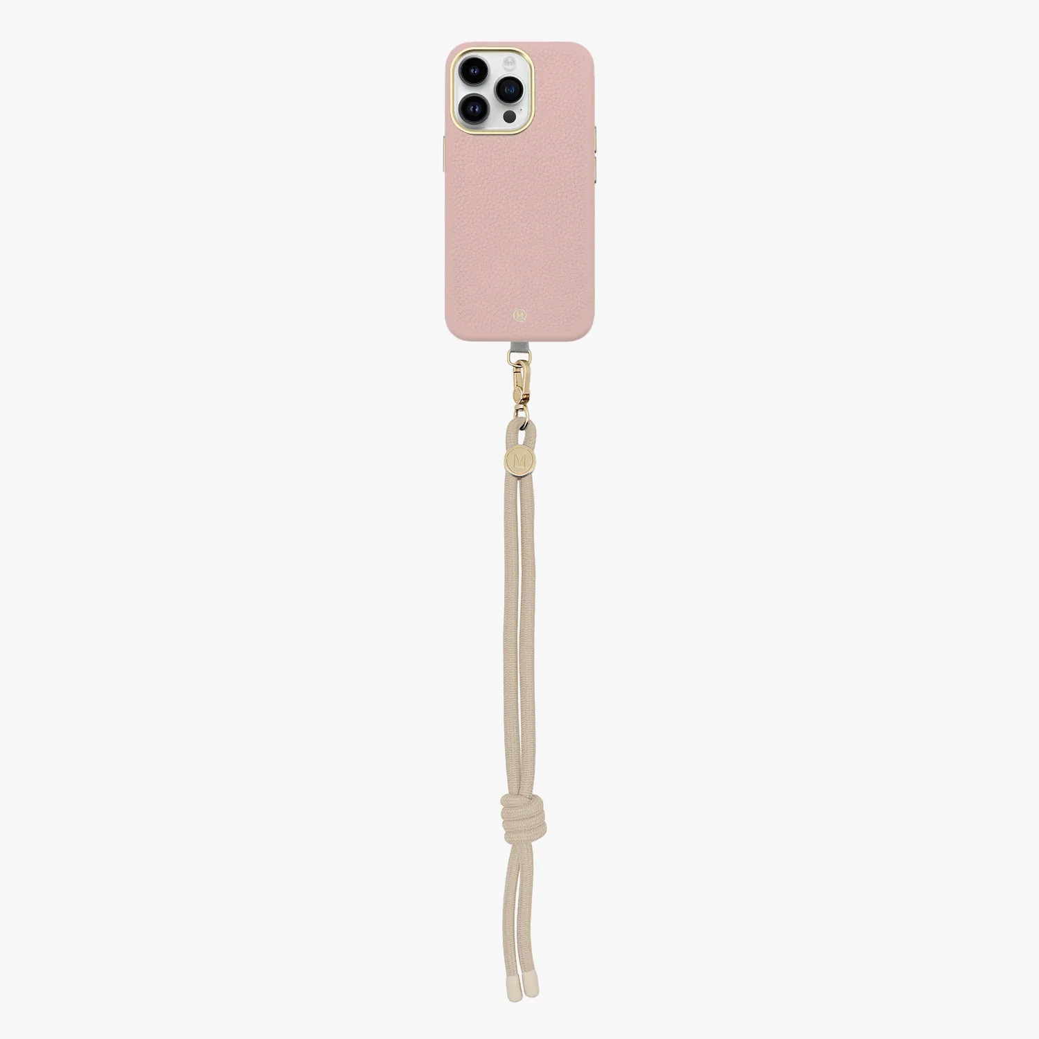 iPhone 15 Plus Leather MagSafe Case with Wrist Rope Strap