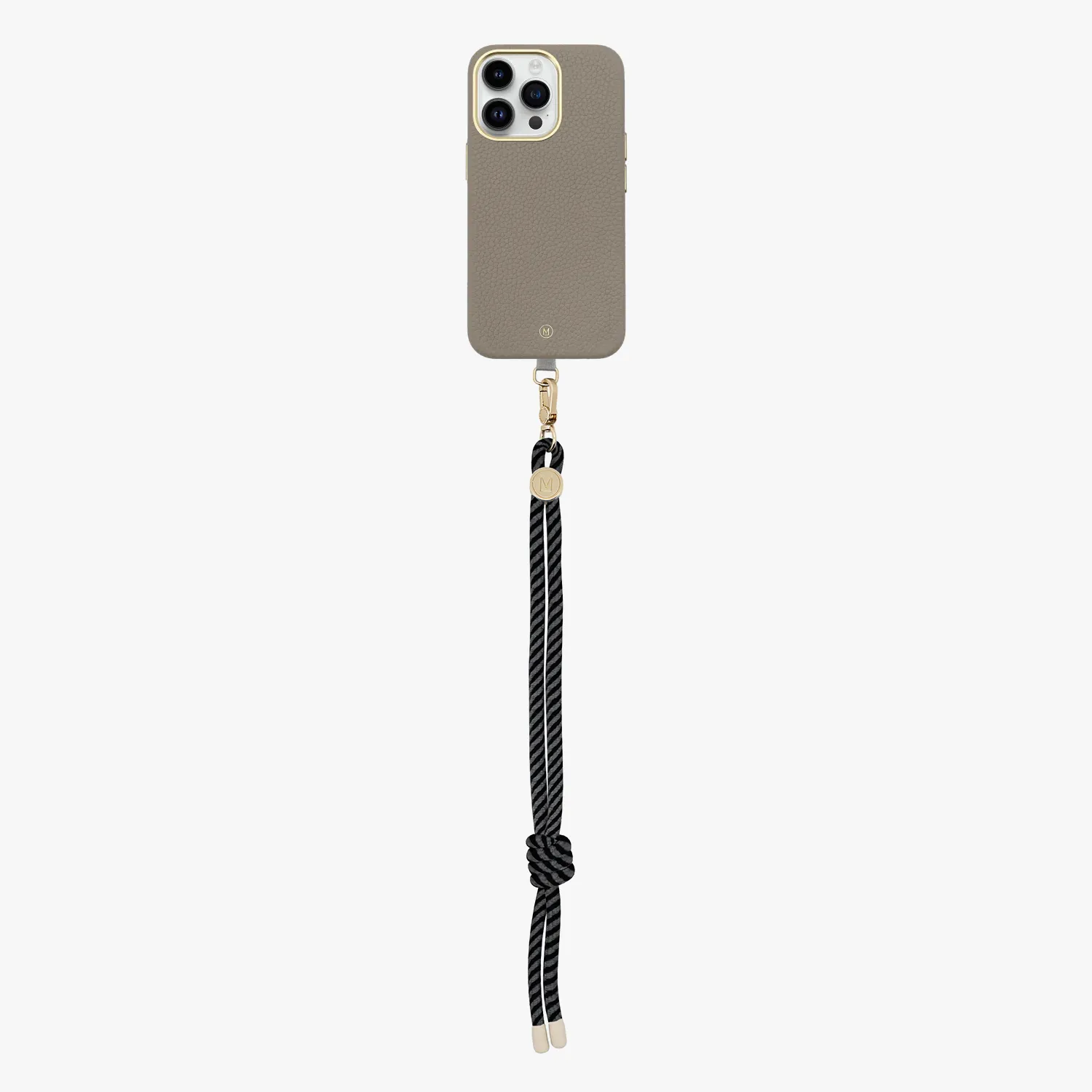 iPhone 15 Plus Leather MagSafe Case with Wrist Rope Strap