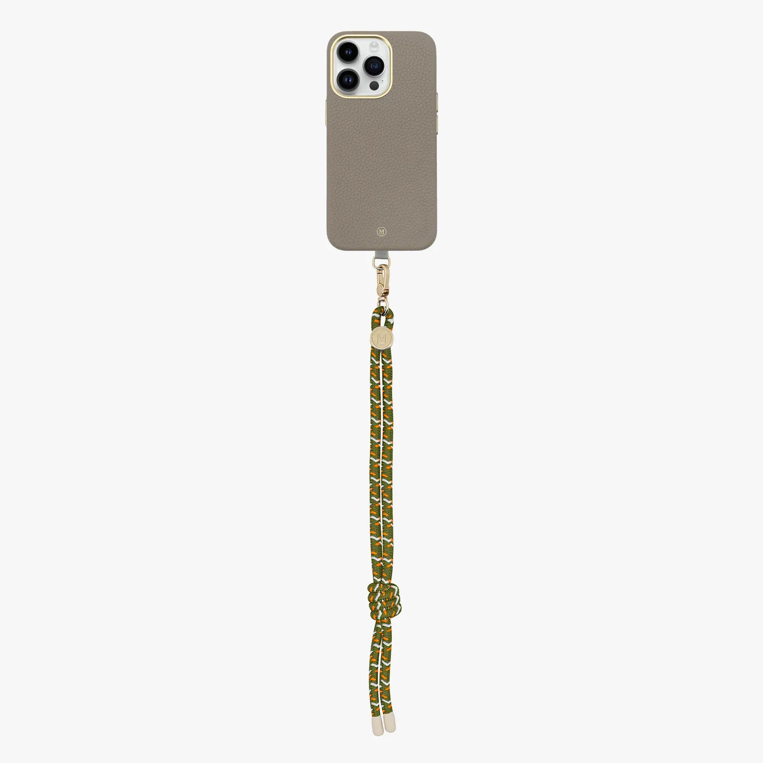 iPhone 15 Plus Leather MagSafe Case with Wrist Rope Strap