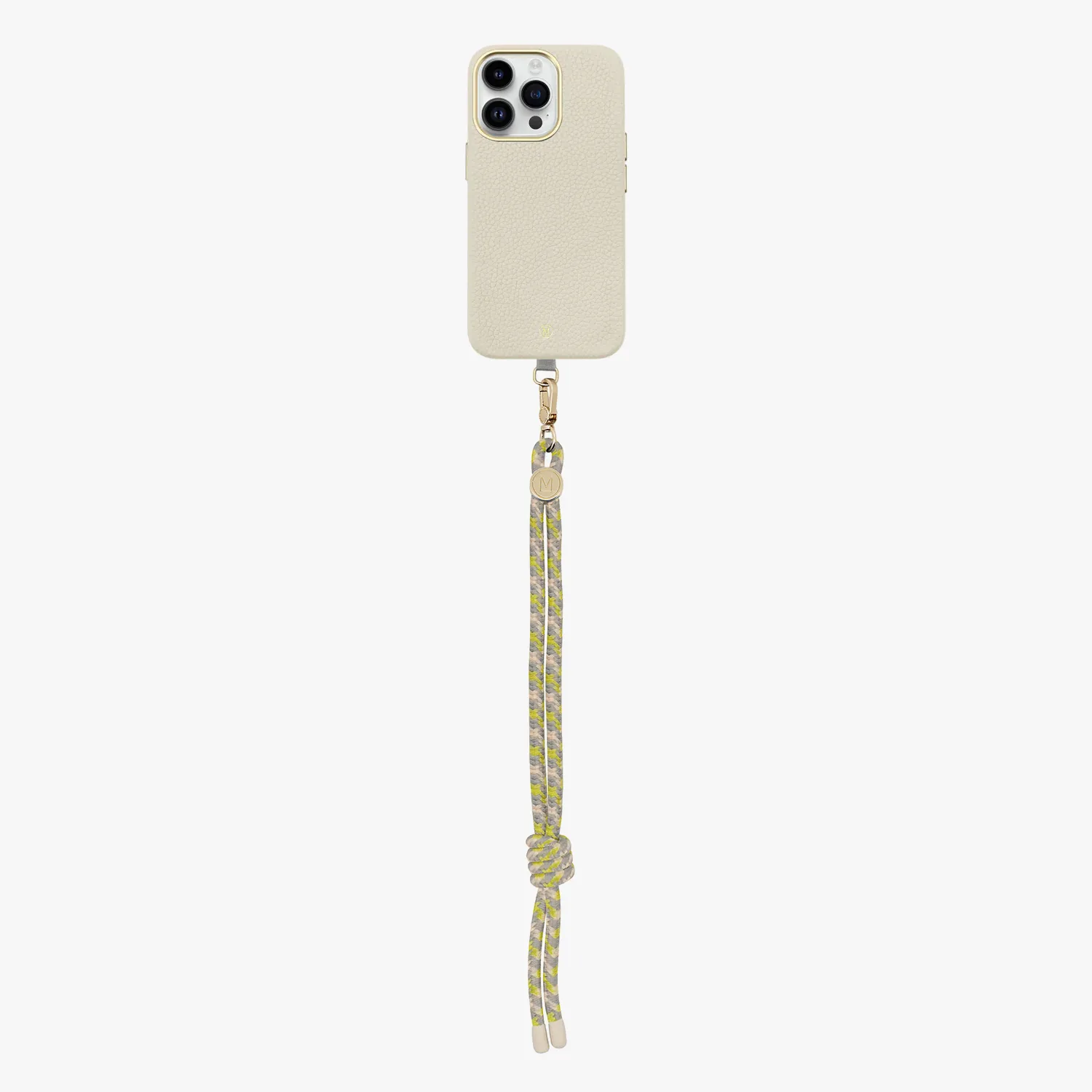 iPhone 15 Plus Leather MagSafe Case with Wrist Rope Strap
