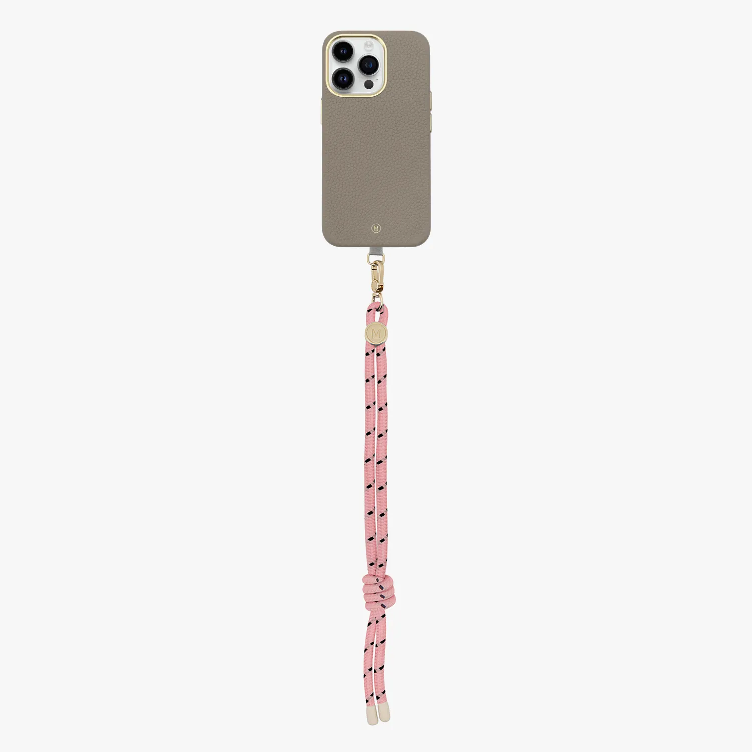 iPhone 15 Plus Leather MagSafe Case with Wrist Rope Strap