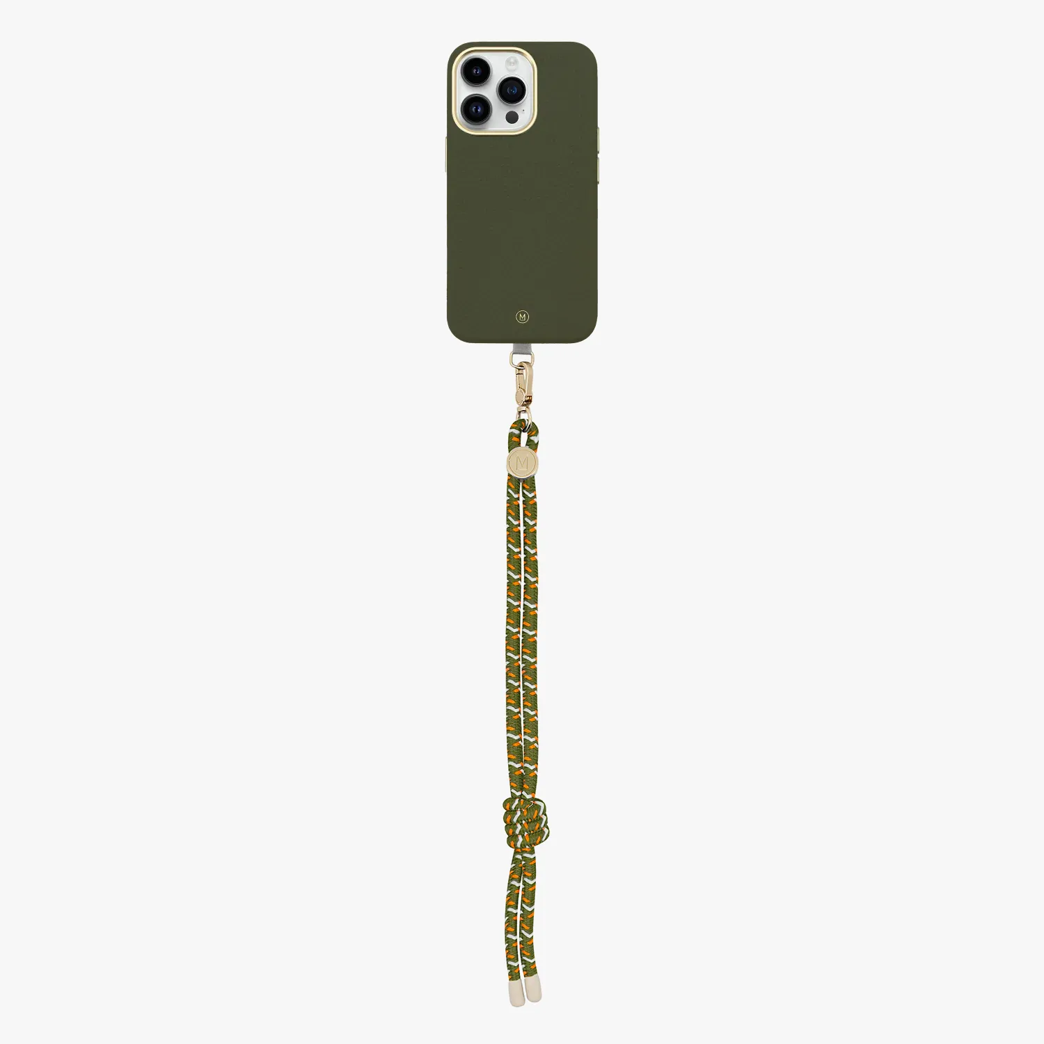 iPhone 15 Plus Leather MagSafe Case with Wrist Rope Strap