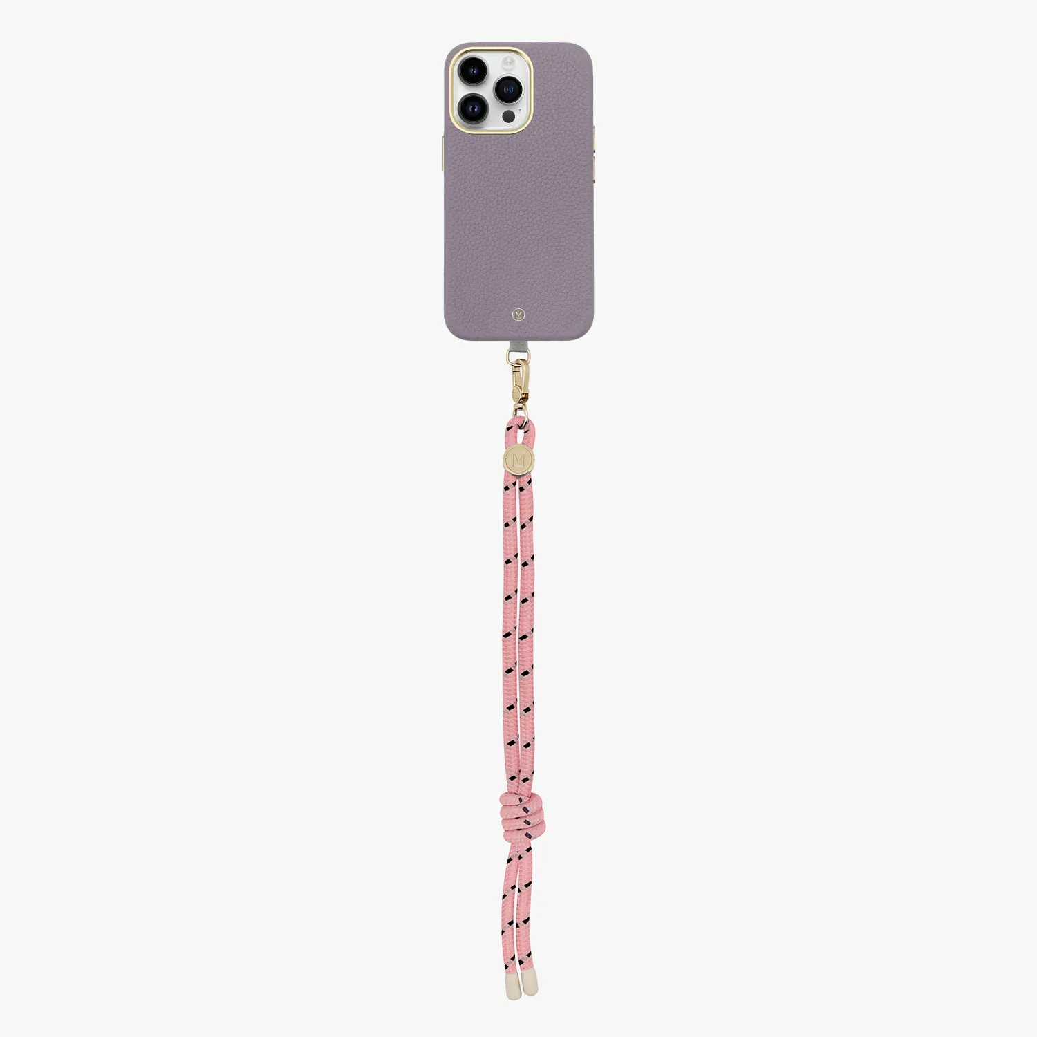 iPhone 15 Plus Leather MagSafe Case with Wrist Rope Strap