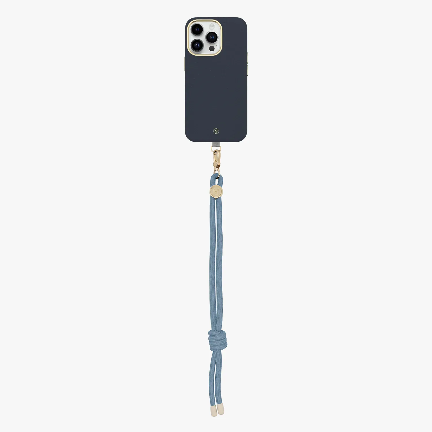 iPhone 15 Plus Leather MagSafe Case with Wrist Rope Strap