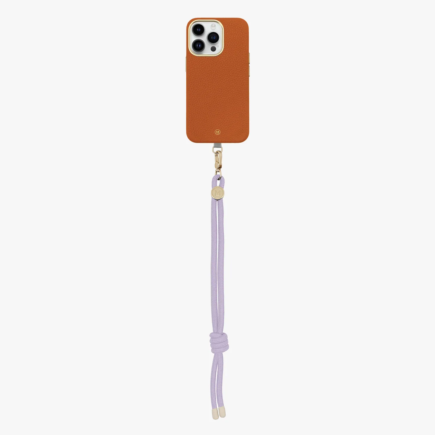 iPhone 15 Plus Leather MagSafe Case with Wrist Rope Strap