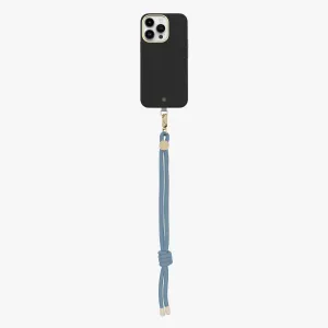 iPhone 15 Plus Leather MagSafe Case with Wrist Rope Strap