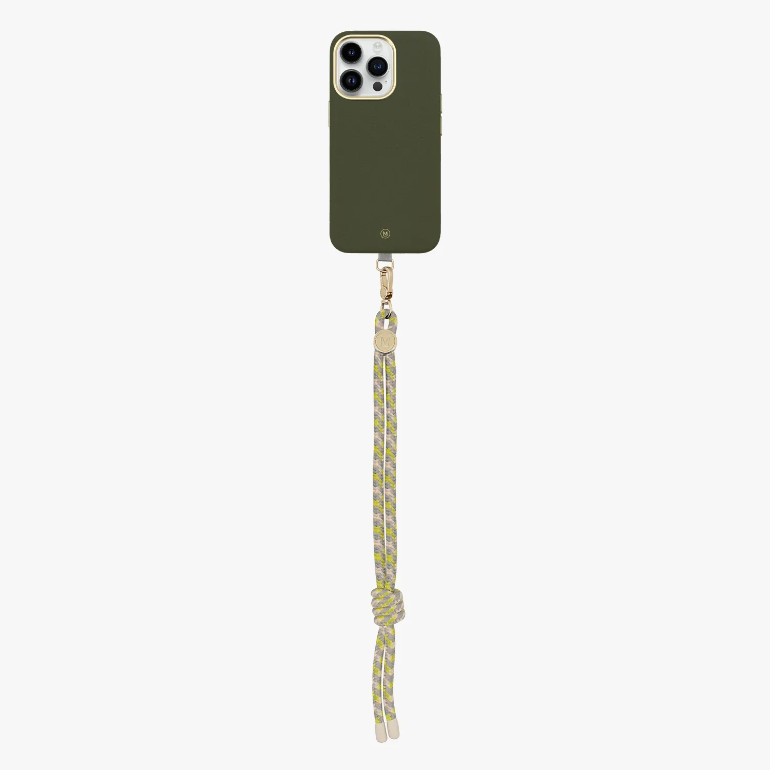 iPhone 15 Plus Leather MagSafe Case with Wrist Rope Strap