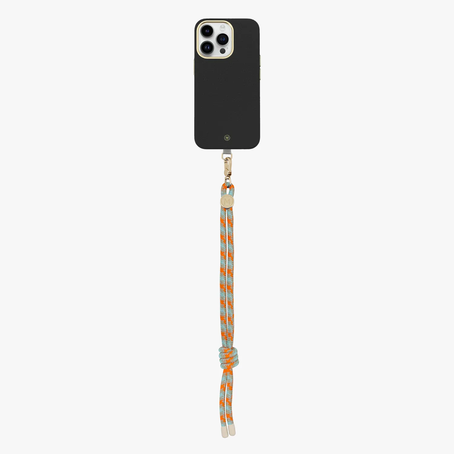 iPhone 15 Plus Leather MagSafe Case with Wrist Rope Strap