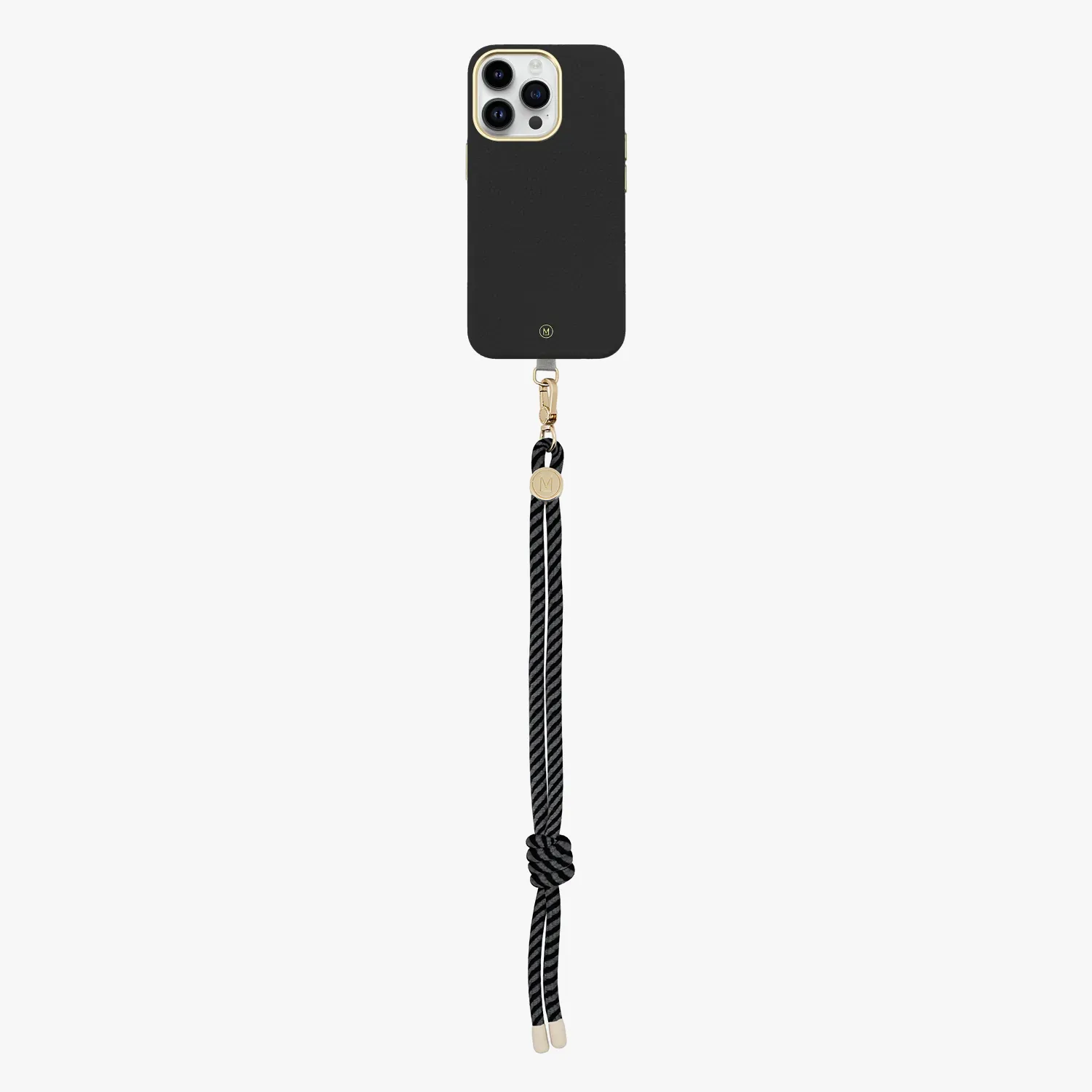 iPhone 15 Plus Leather MagSafe Case with Wrist Rope Strap